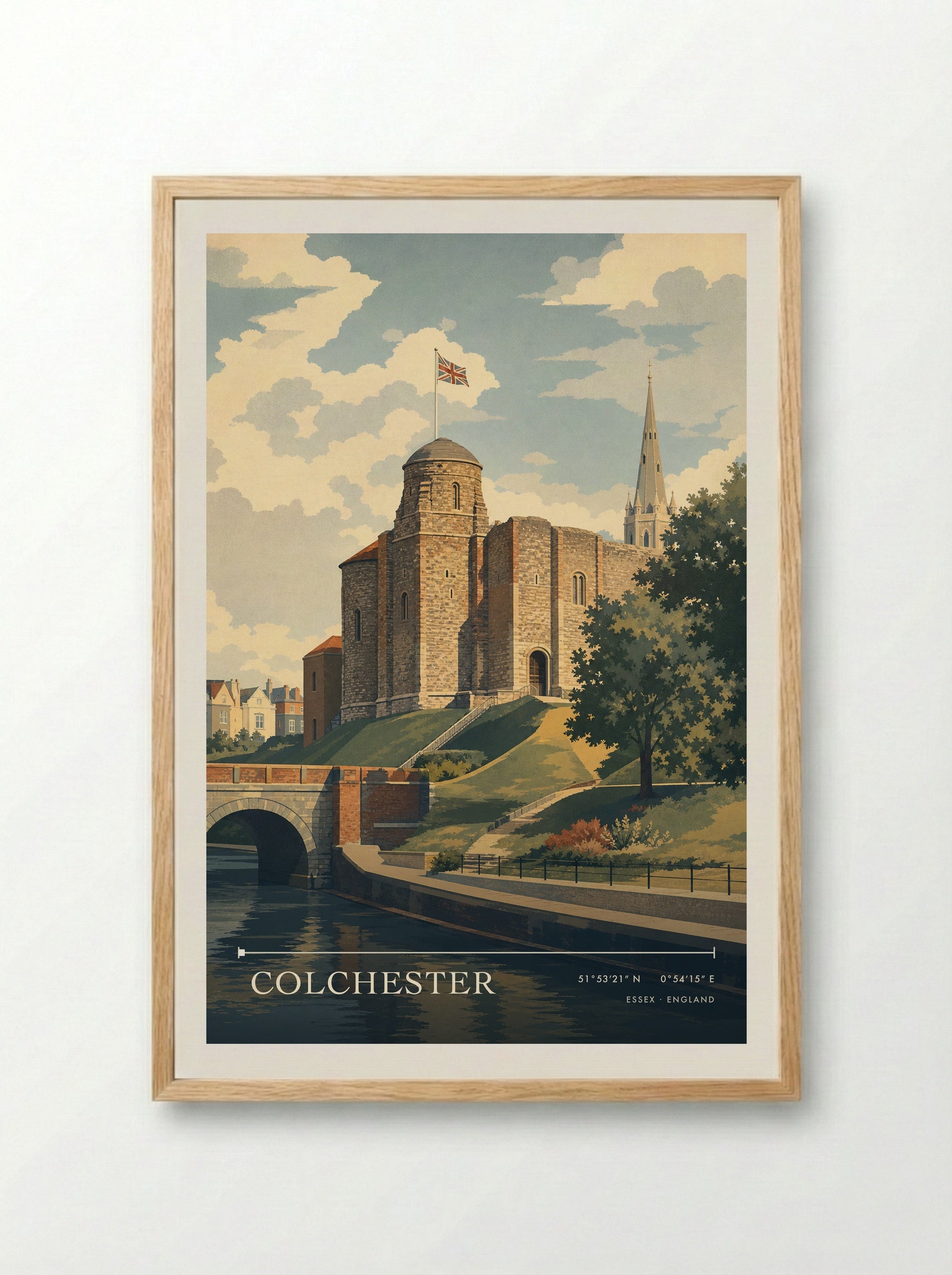 Colchester Essex England Travel Poster - Framed Print Wood