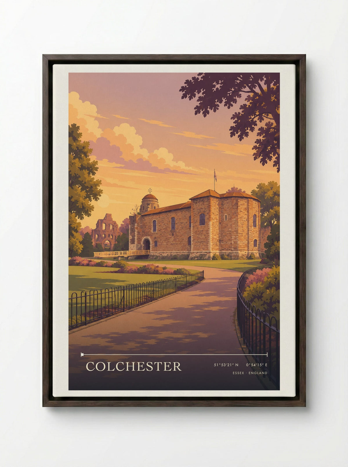 Colchester, Essex | Travel Poster - Framed Canvas Dark Wood
