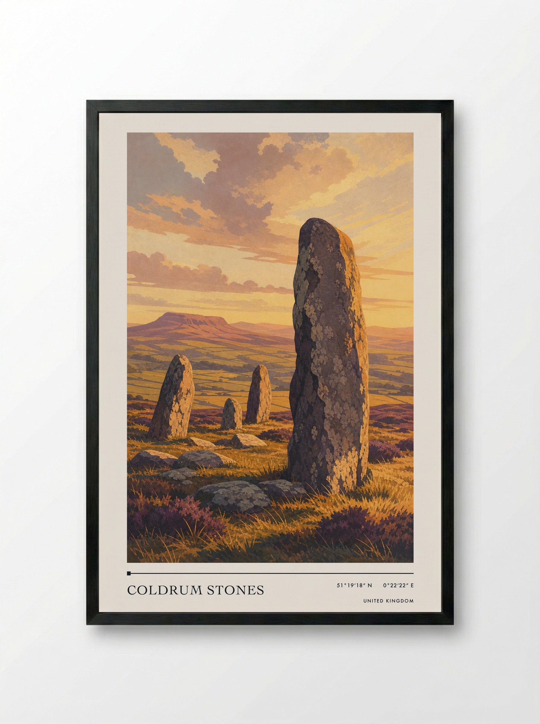 Coldrum Stones United Kingdom Travel Poster - Framed Print Black