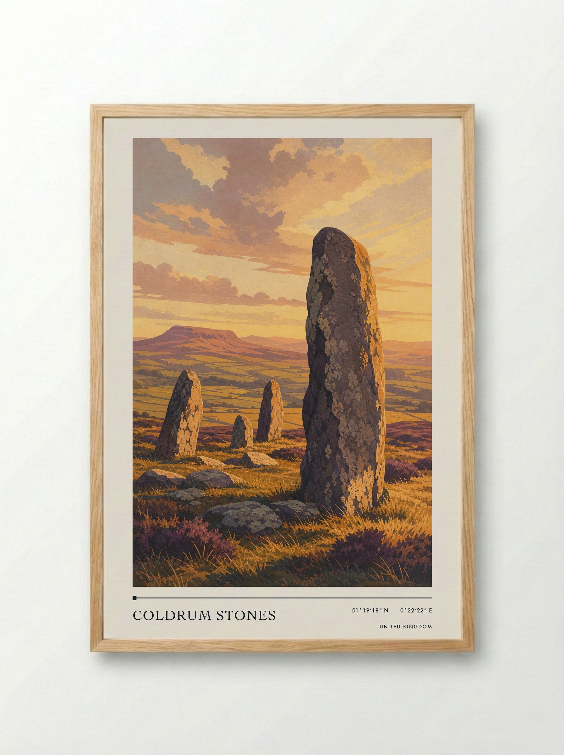 Coldrum Stones United Kingdom Travel Poster - Framed Print Wood