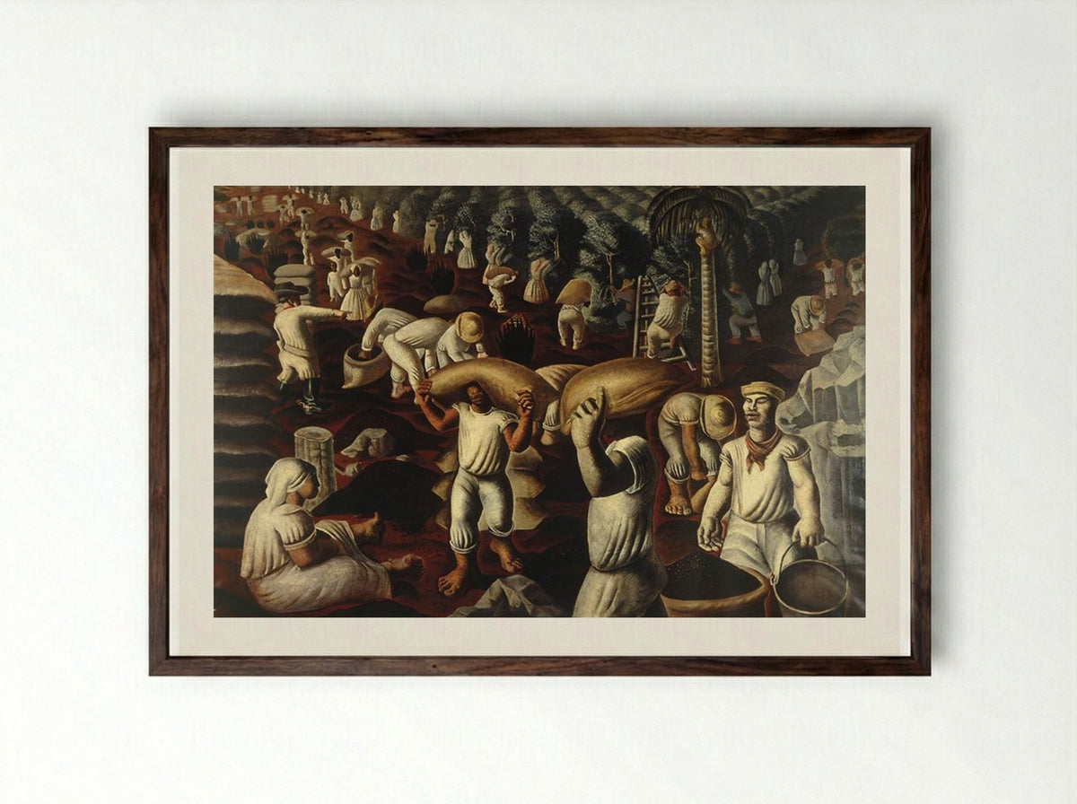 Colhedores de Café - Candido Portinari - Framed Print Dark Wood