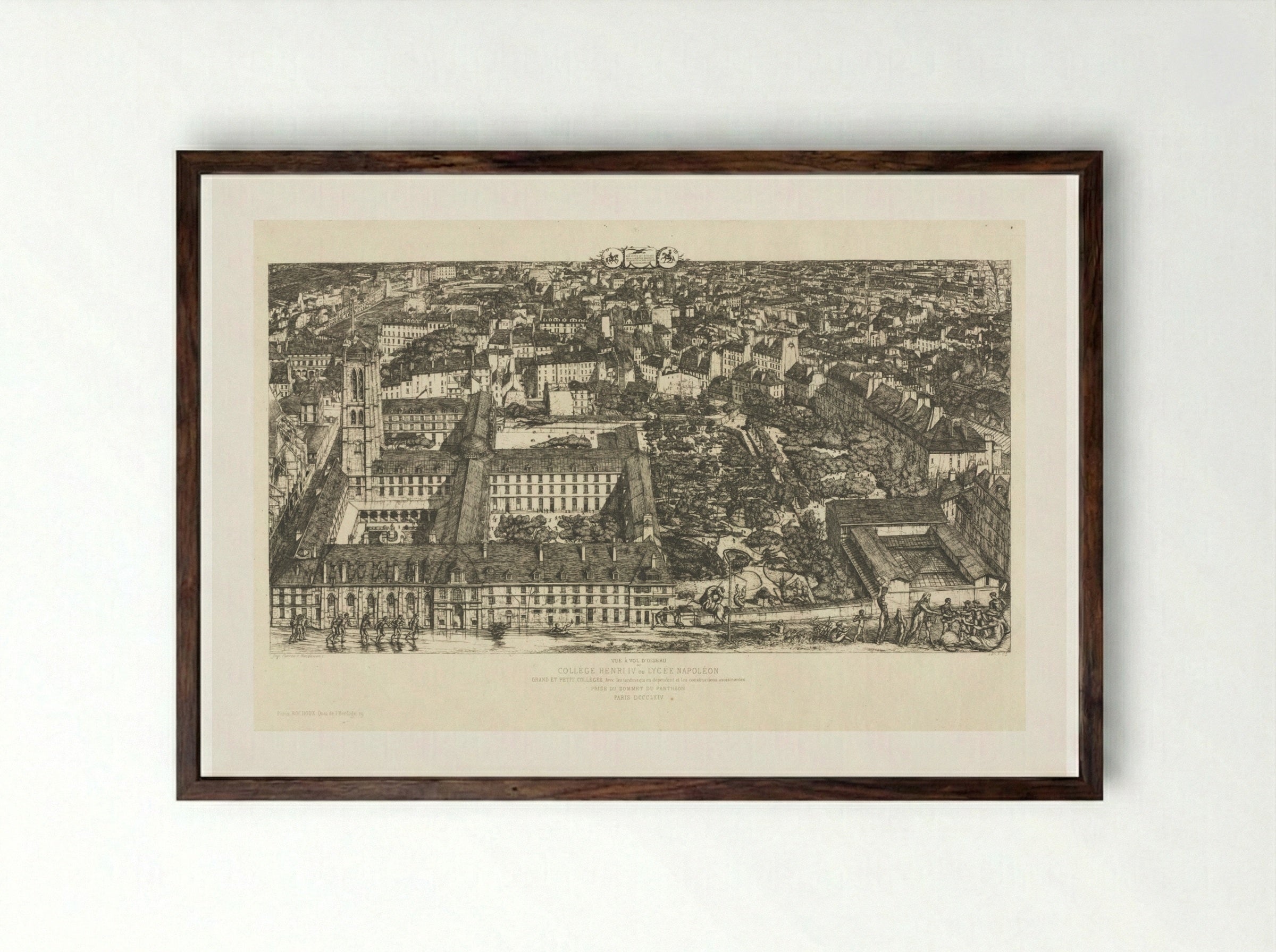 Collège Henri IV - Charles Meryon - Framed Print Dark Wood