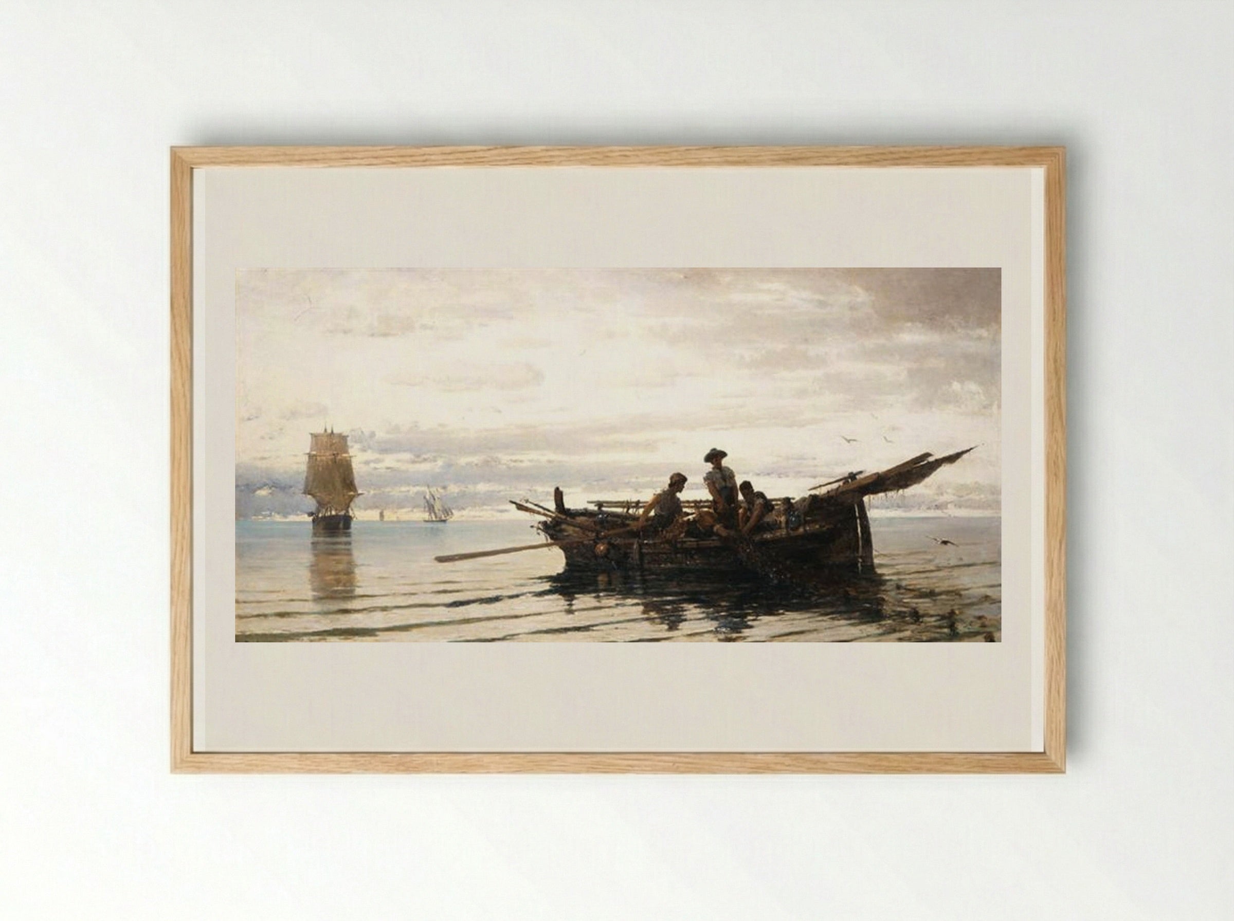 Collecting the Nets - Konstantinos Volanakis - Framed Print Wood
