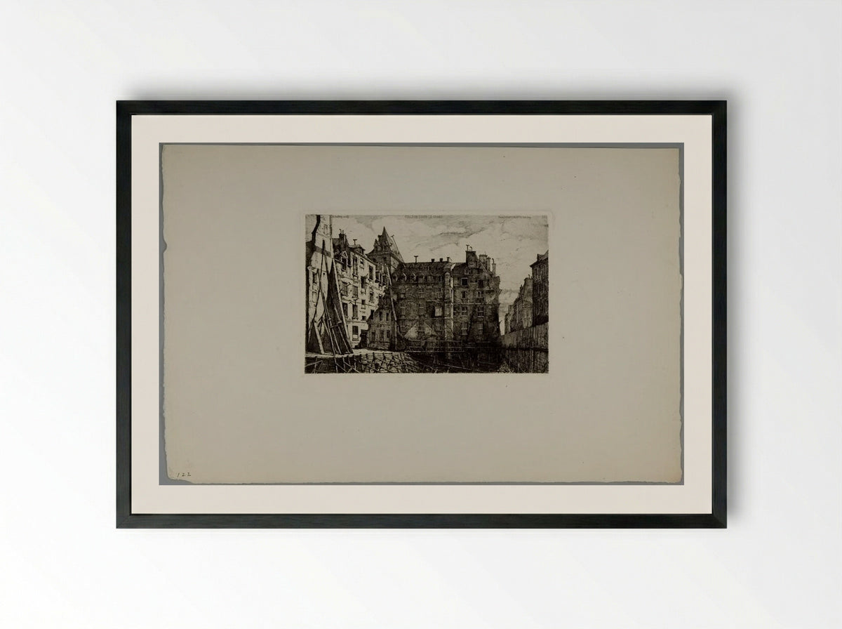 College Louis le Grand - Henri Alexandre Saffrey - Framed Print Black