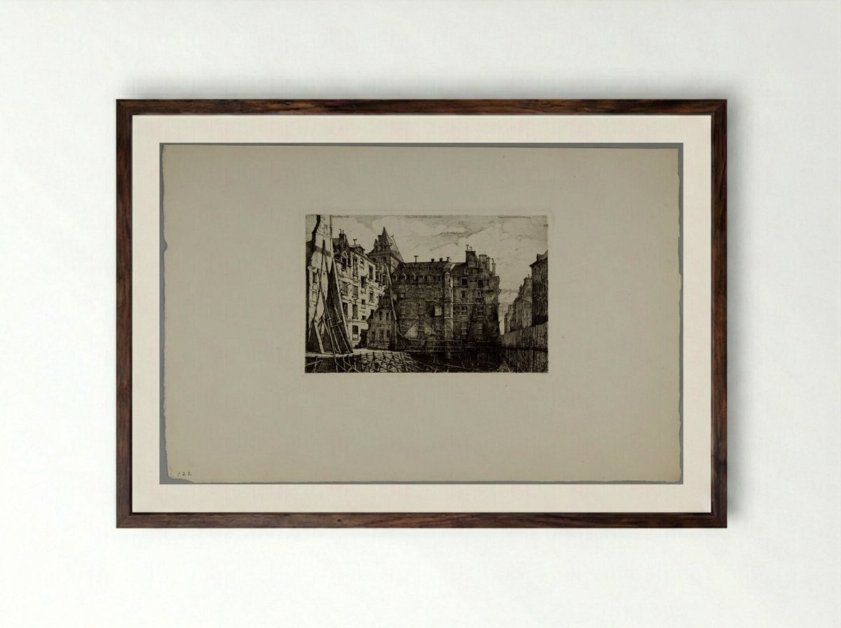 College Louis le Grand - Henri Alexandre Saffrey - Framed Print Dark Wood