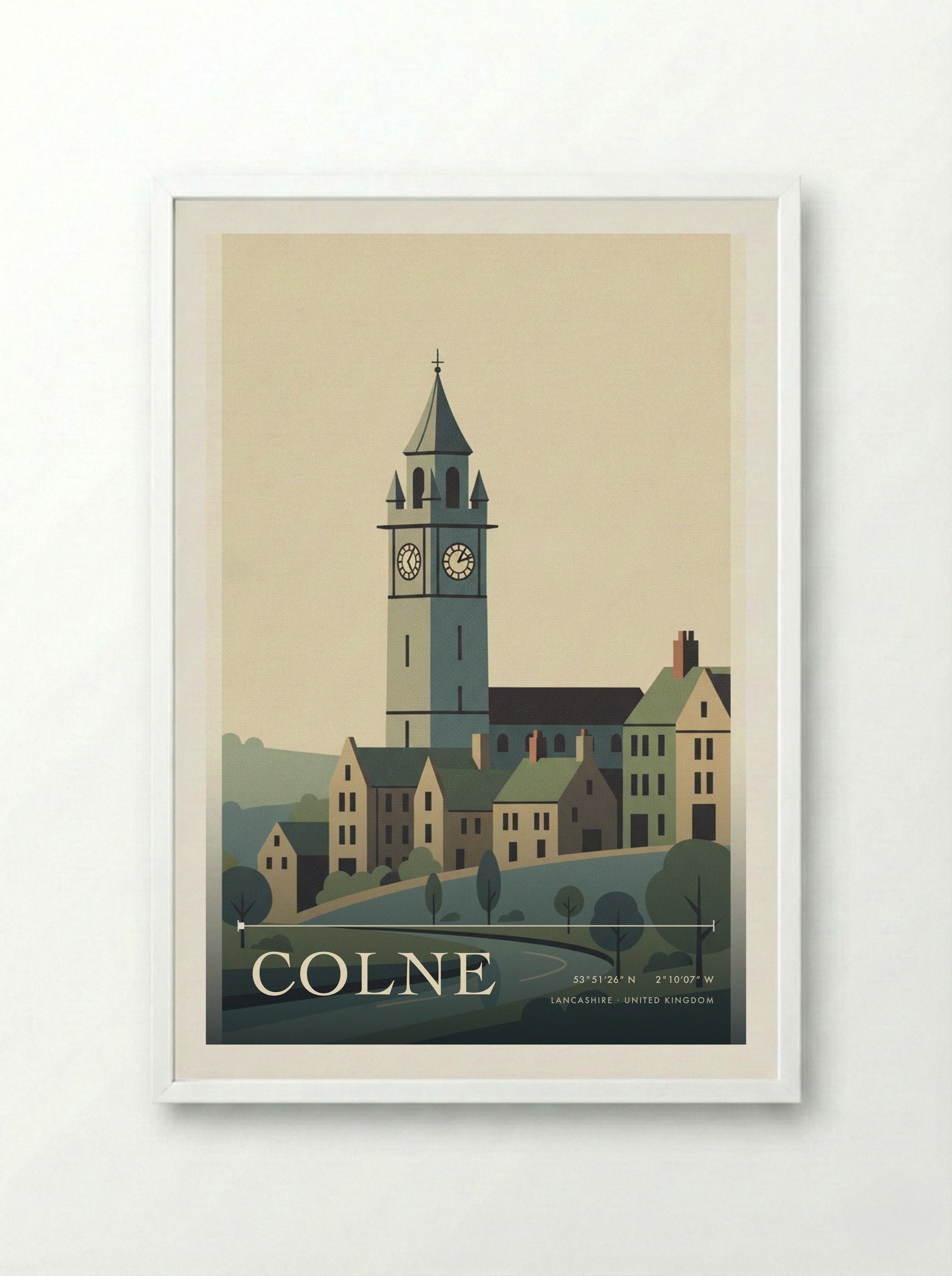 Colne Lancashire United Kingdom Travel Poster - Framed Print White