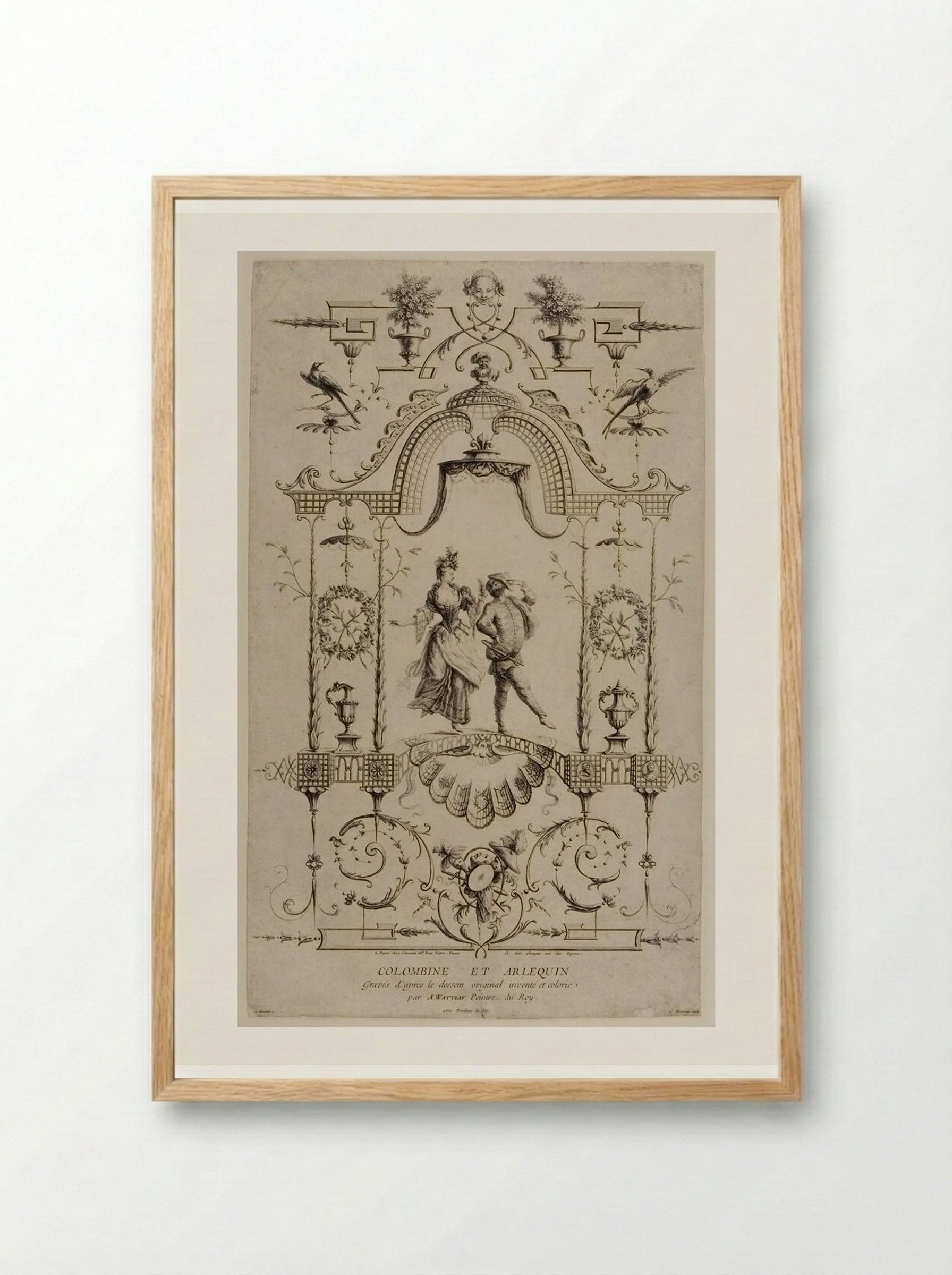 Colombine et Arlequin - Jean Moyreau - Framed Print Wood