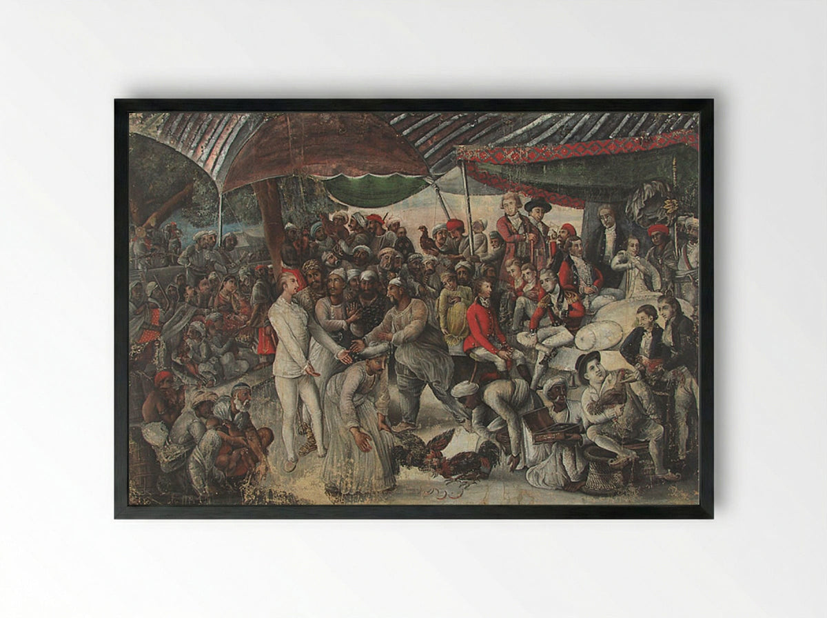 Colonel Mordaunt's Cockfight - Johan Zoffany - Framed Print Black