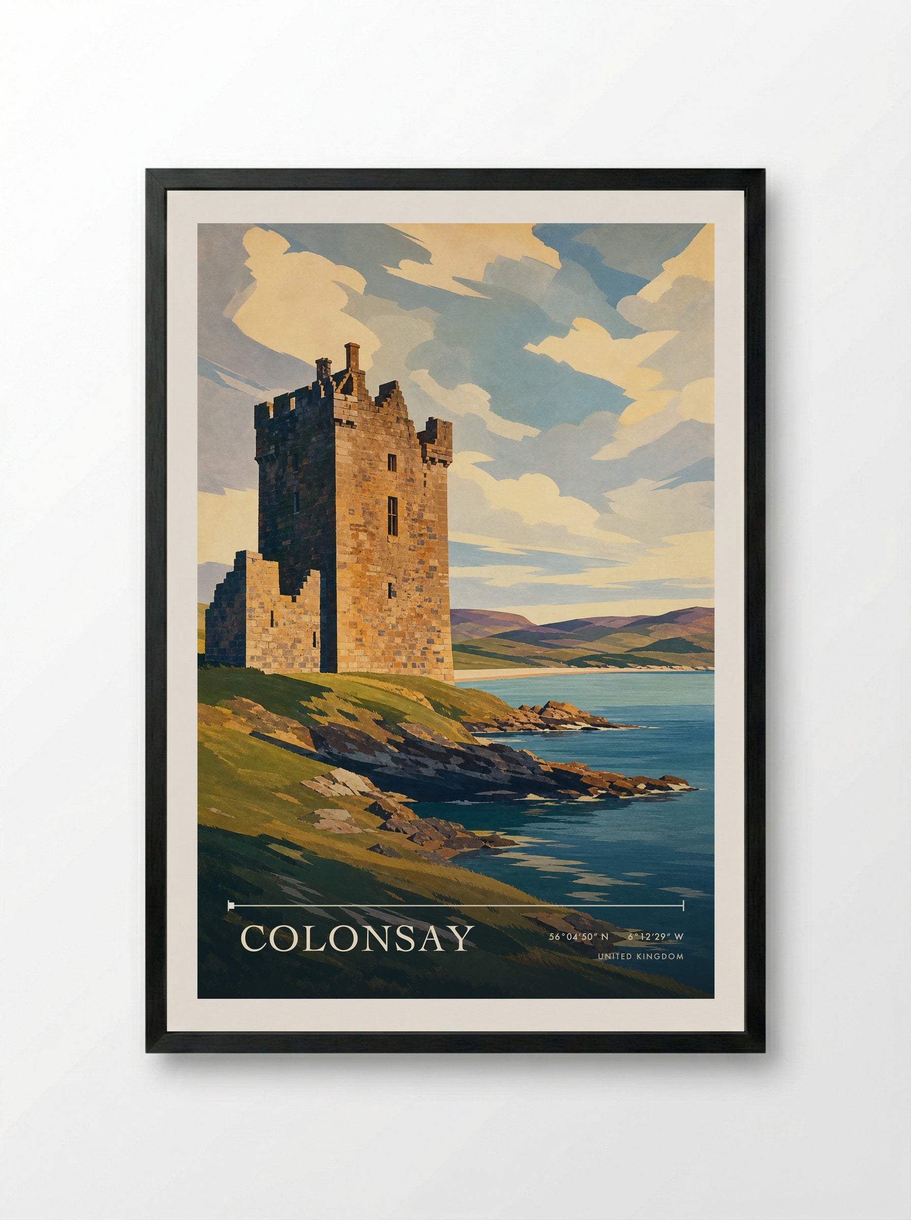 Colonsay United Kingdom Travel Poster - Framed Print Black