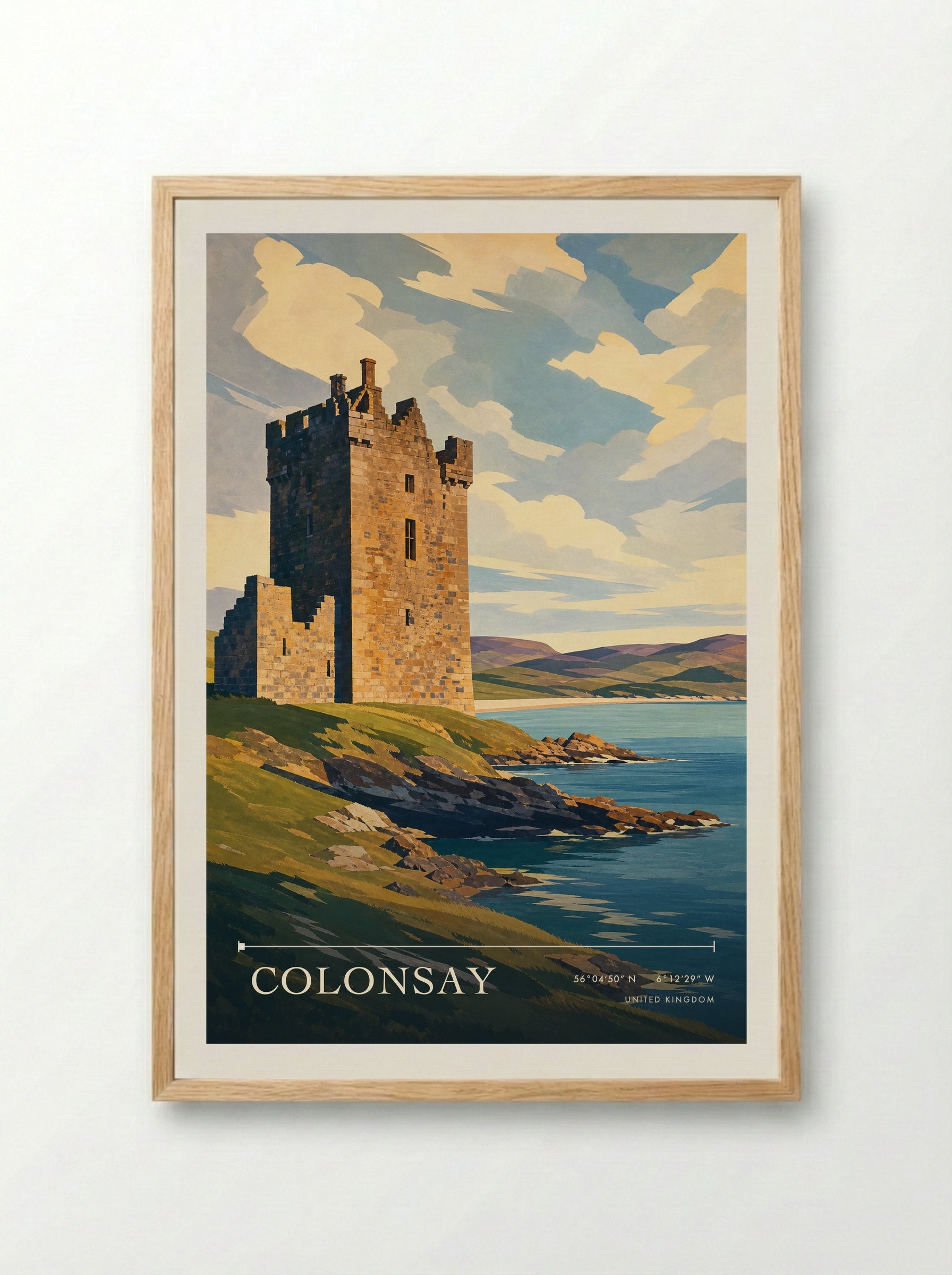 Colonsay United Kingdom Travel Poster - Framed Print Wood