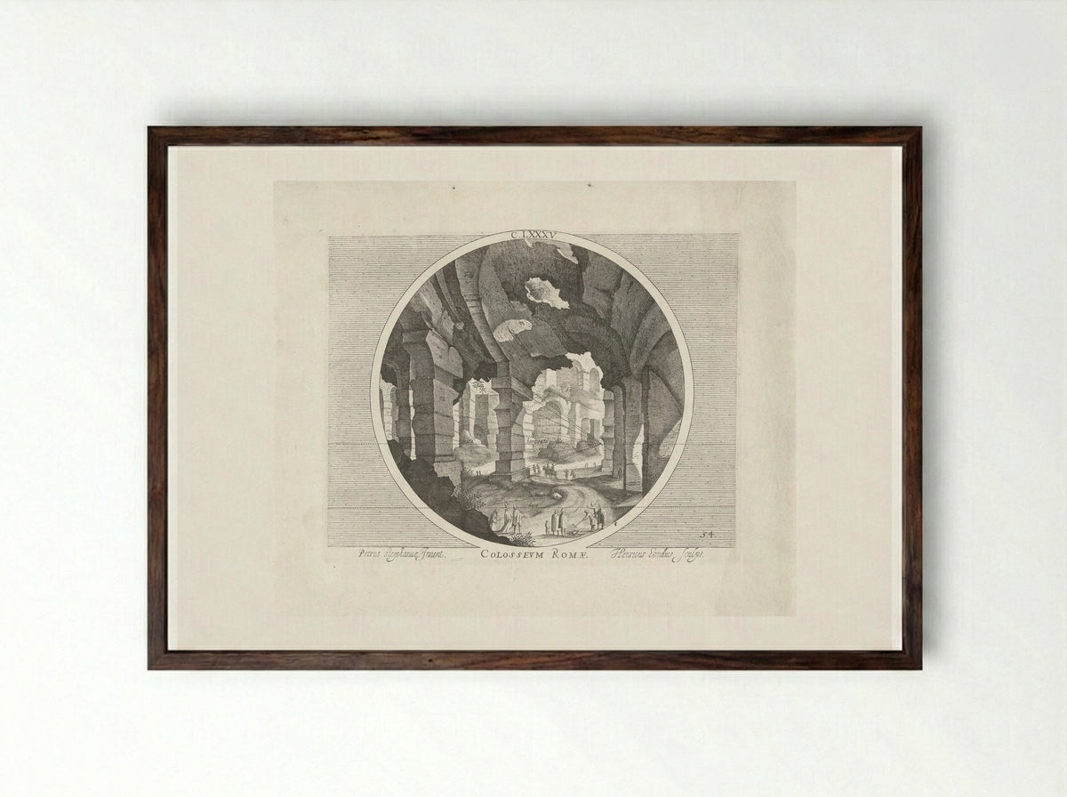 Colosseum with Golfers - Hendrick Hondius (I) - Framed Print Dark Wood