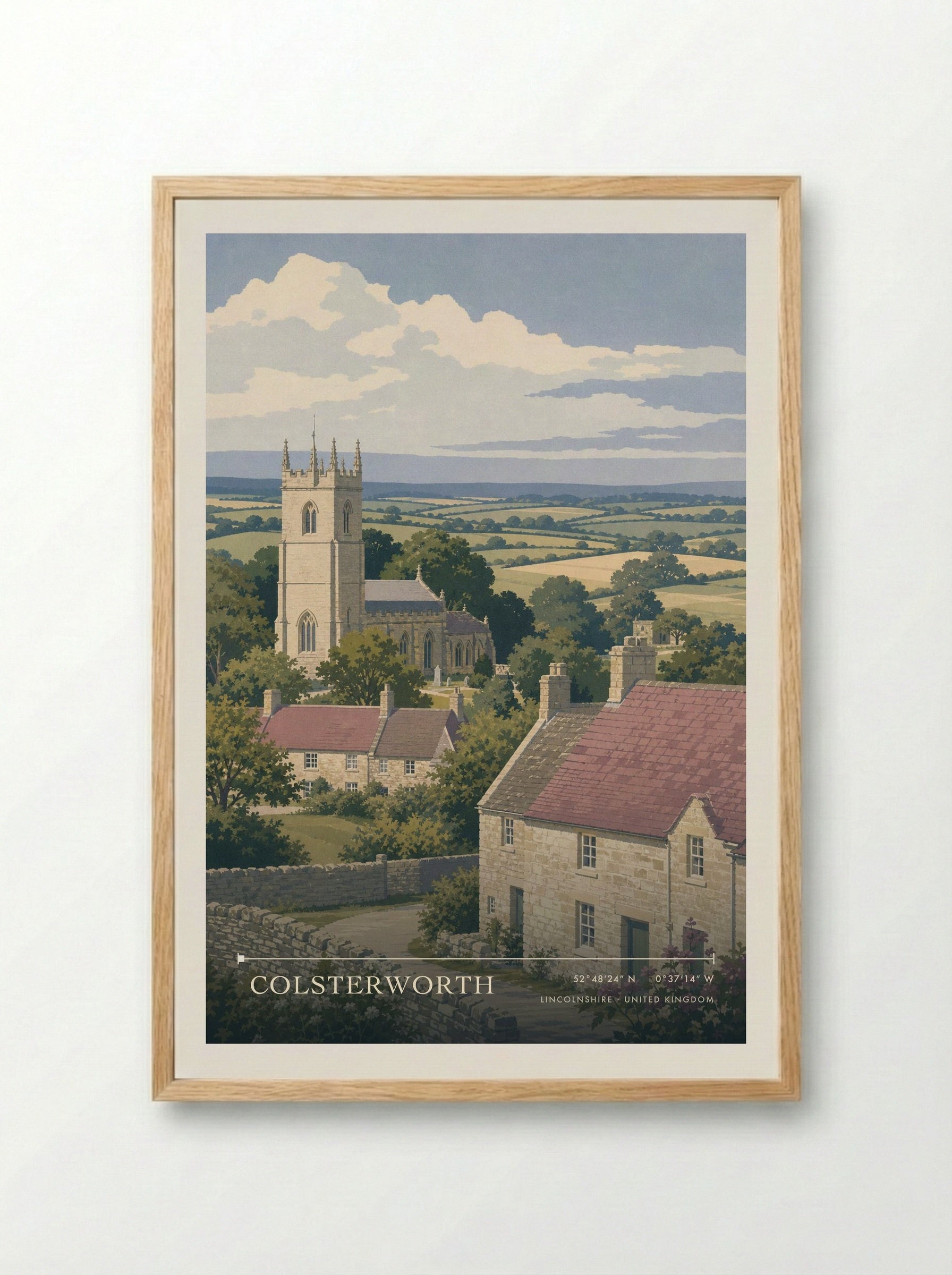 Colsterworth Lincolnshire United Kingdom Travel Poster - Framed Print Wood