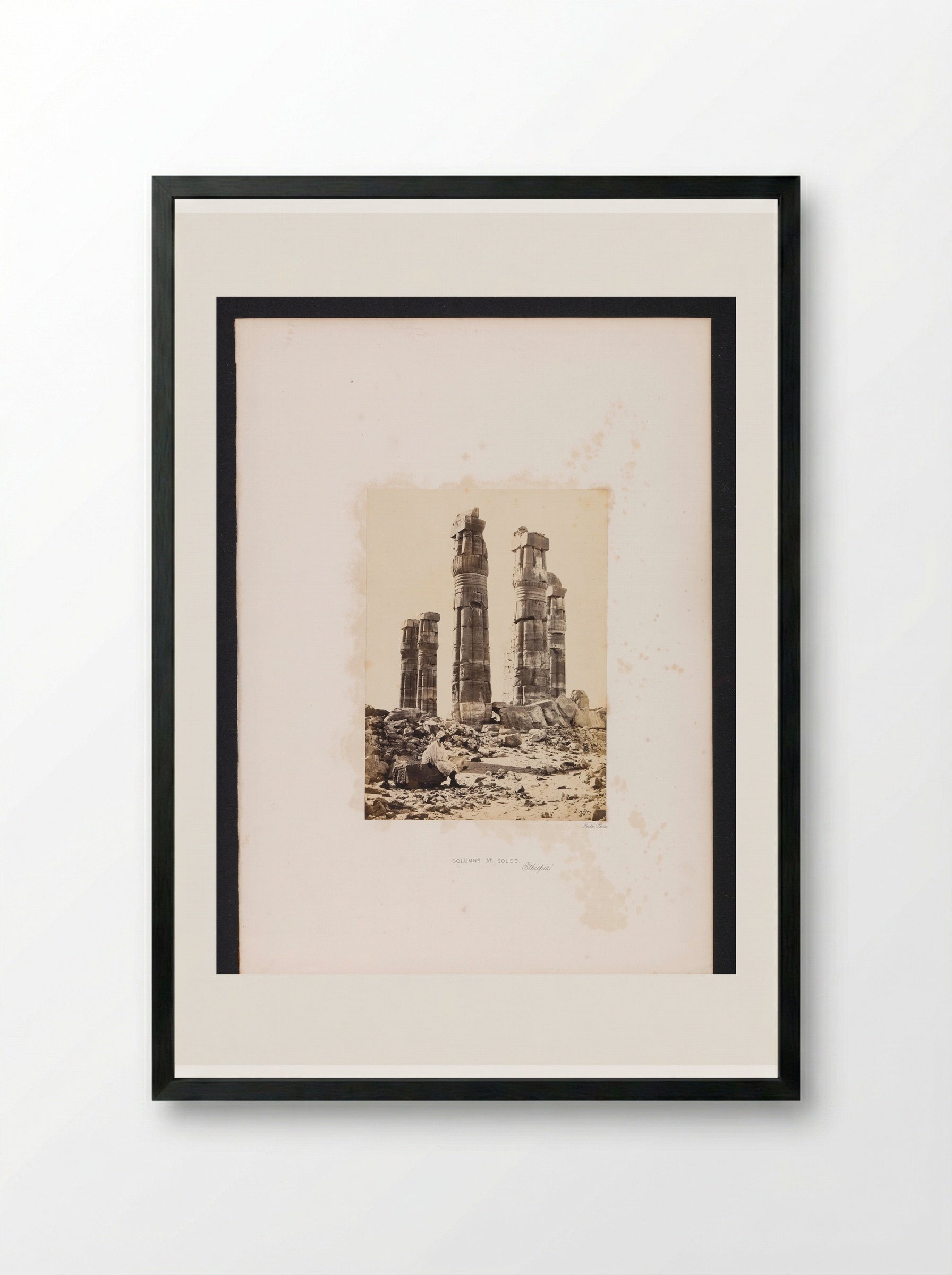 Columns at Soleb - Francis Frith - Framed Print Black