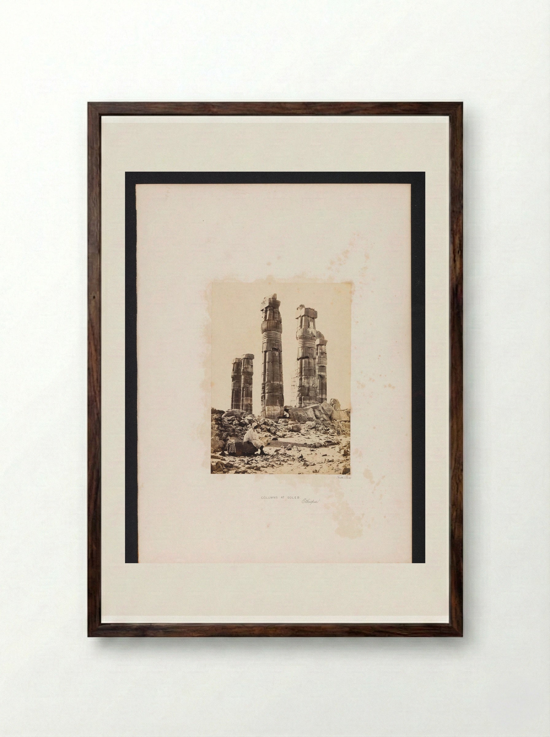 Columns at Soleb - Francis Frith - Framed Print Dark Wood