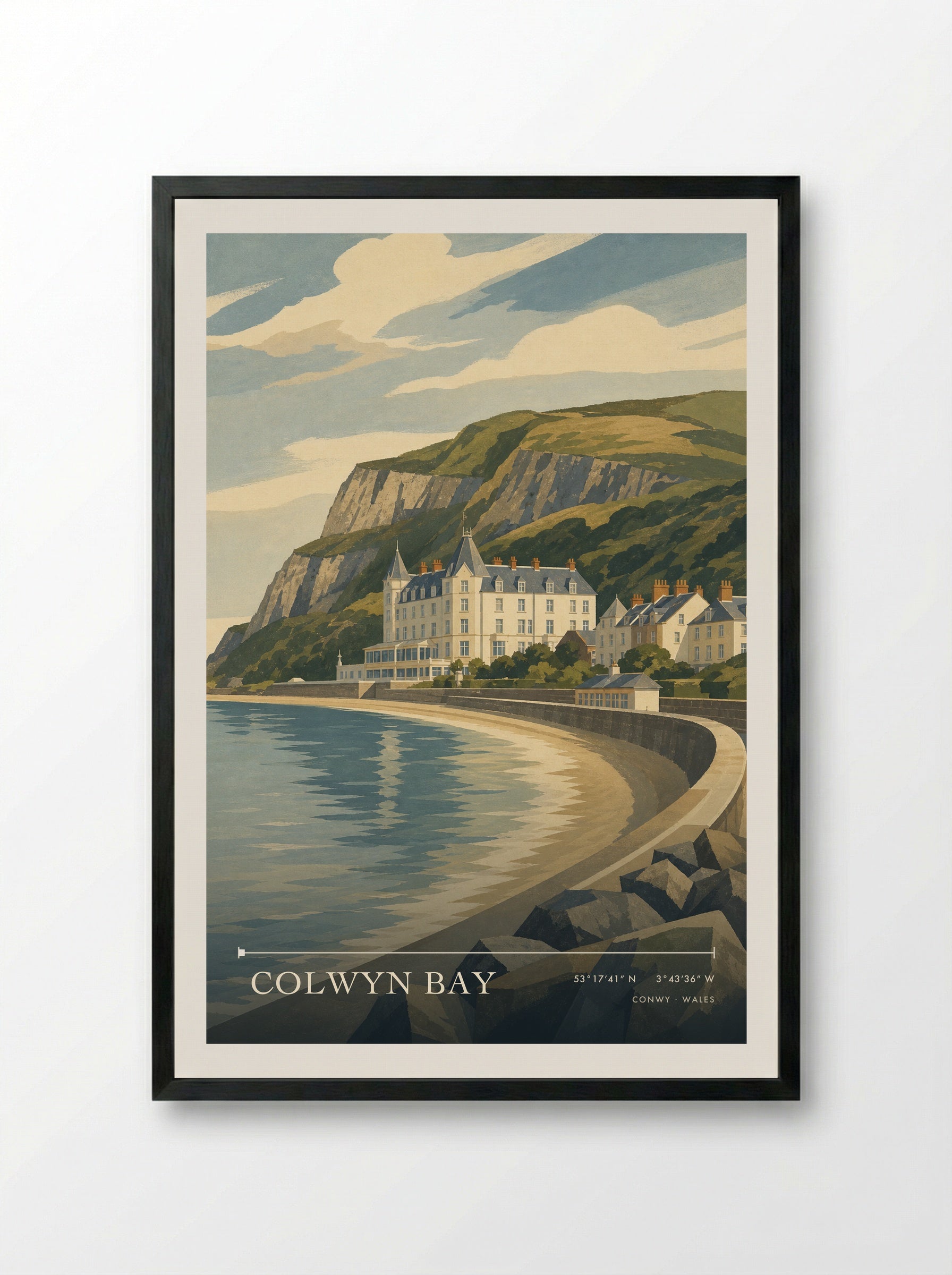 Colwyn Bay Conwy Wales Travel Poster - Framed Print Black