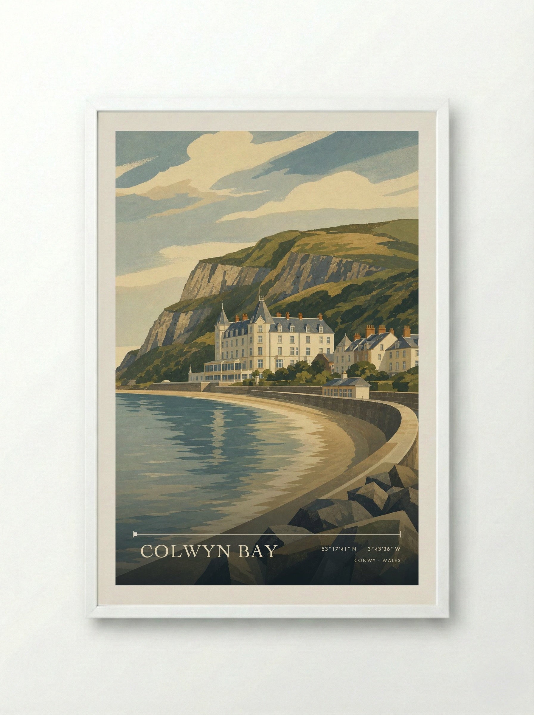 Colwyn Bay Conwy Wales Travel Poster - Framed Print White