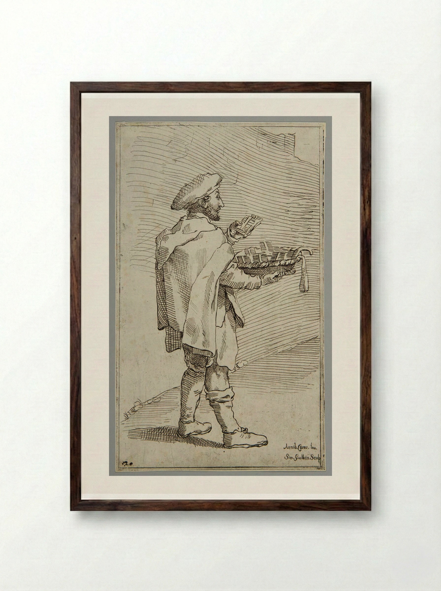 Comb-maker - Simon Guillain - Framed Print Dark Wood
