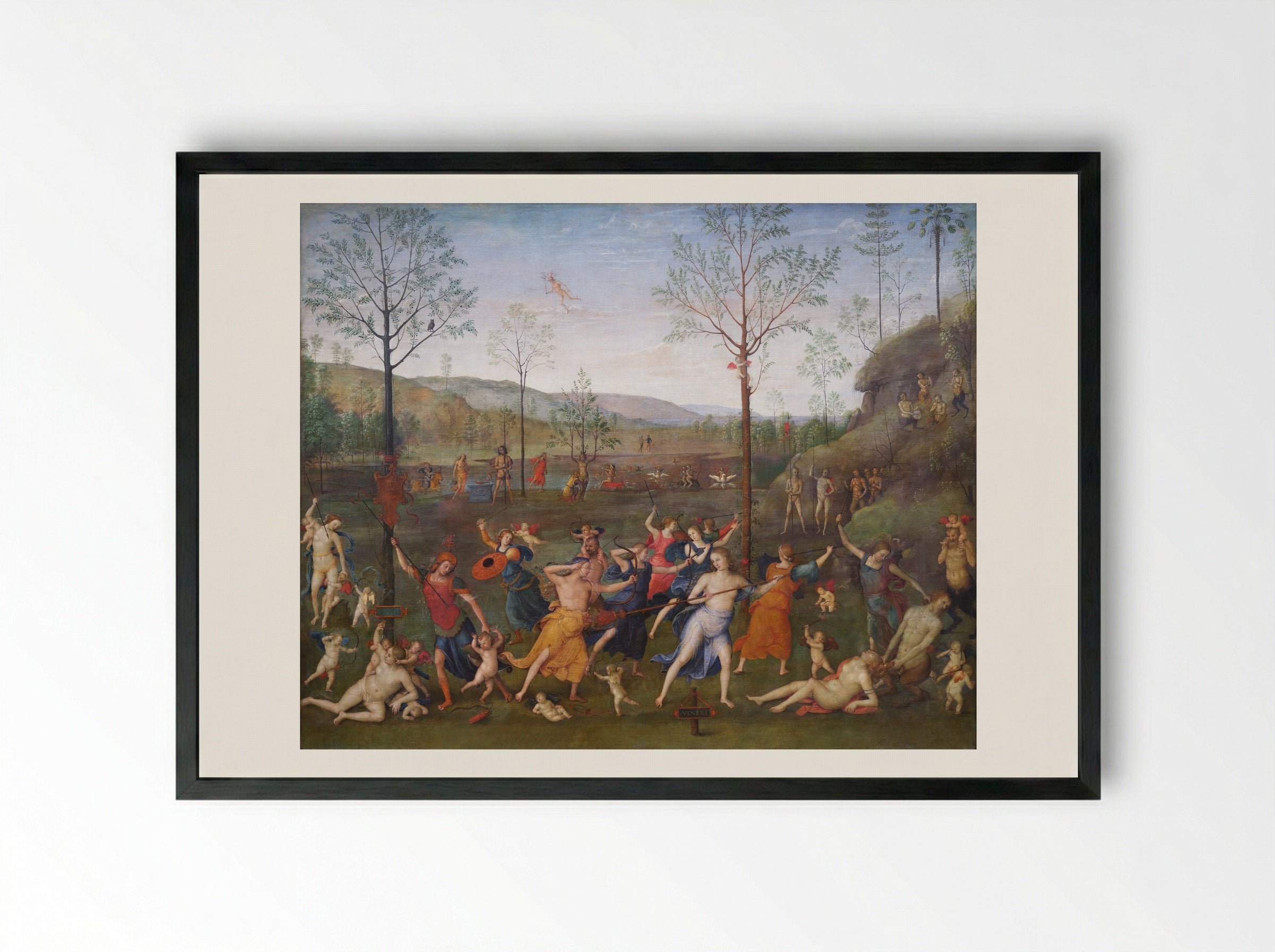 Combat of Love and Chastity - Pietro Perugino - Framed Print Black