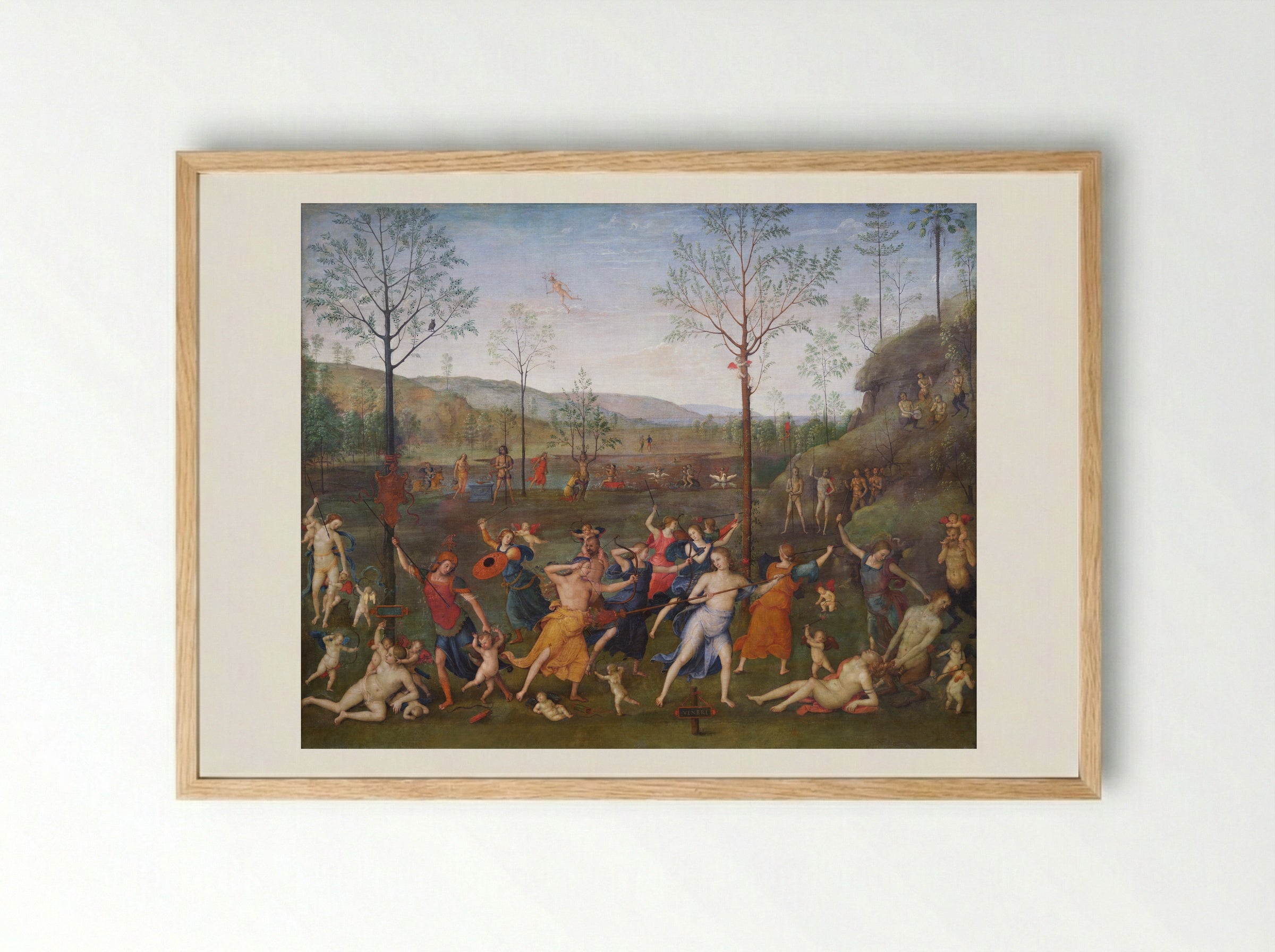 Combat of Love and Chastity - Pietro Perugino - Framed Print Wood