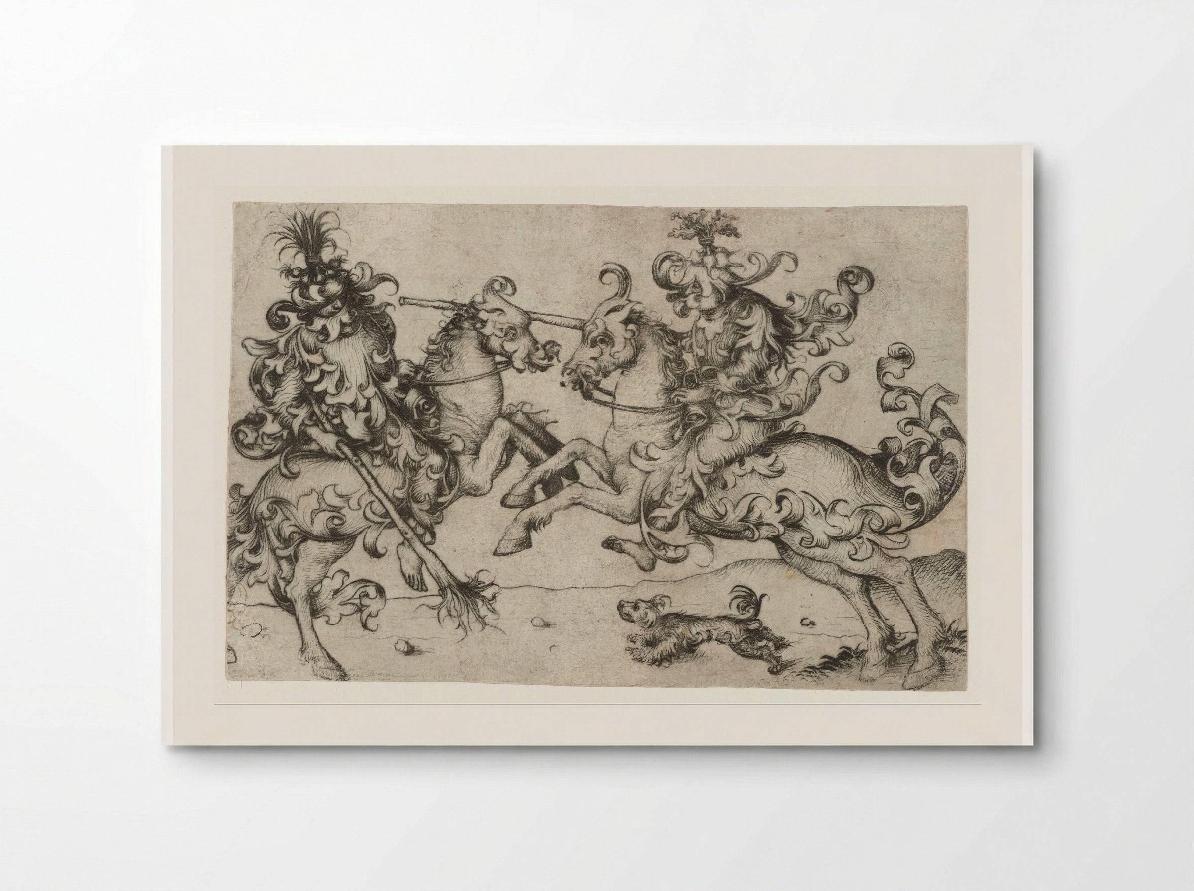Combat of Two Wild Men on Horseback - Master of the Amsterdam Cabinet - Poster