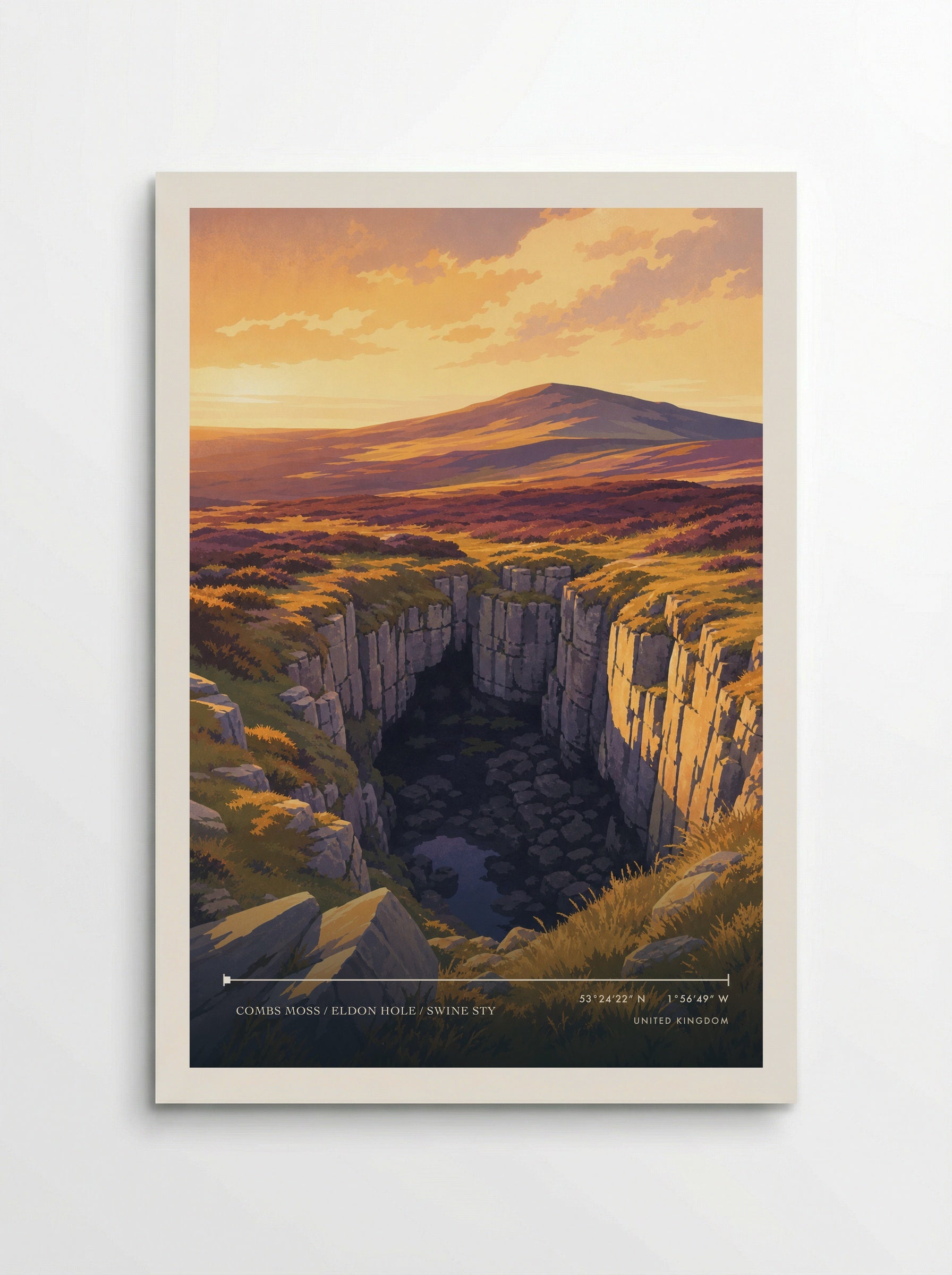 Combs Moss / Eldon Hole / Swine Sty United Kingdom Travel Poster - Poster