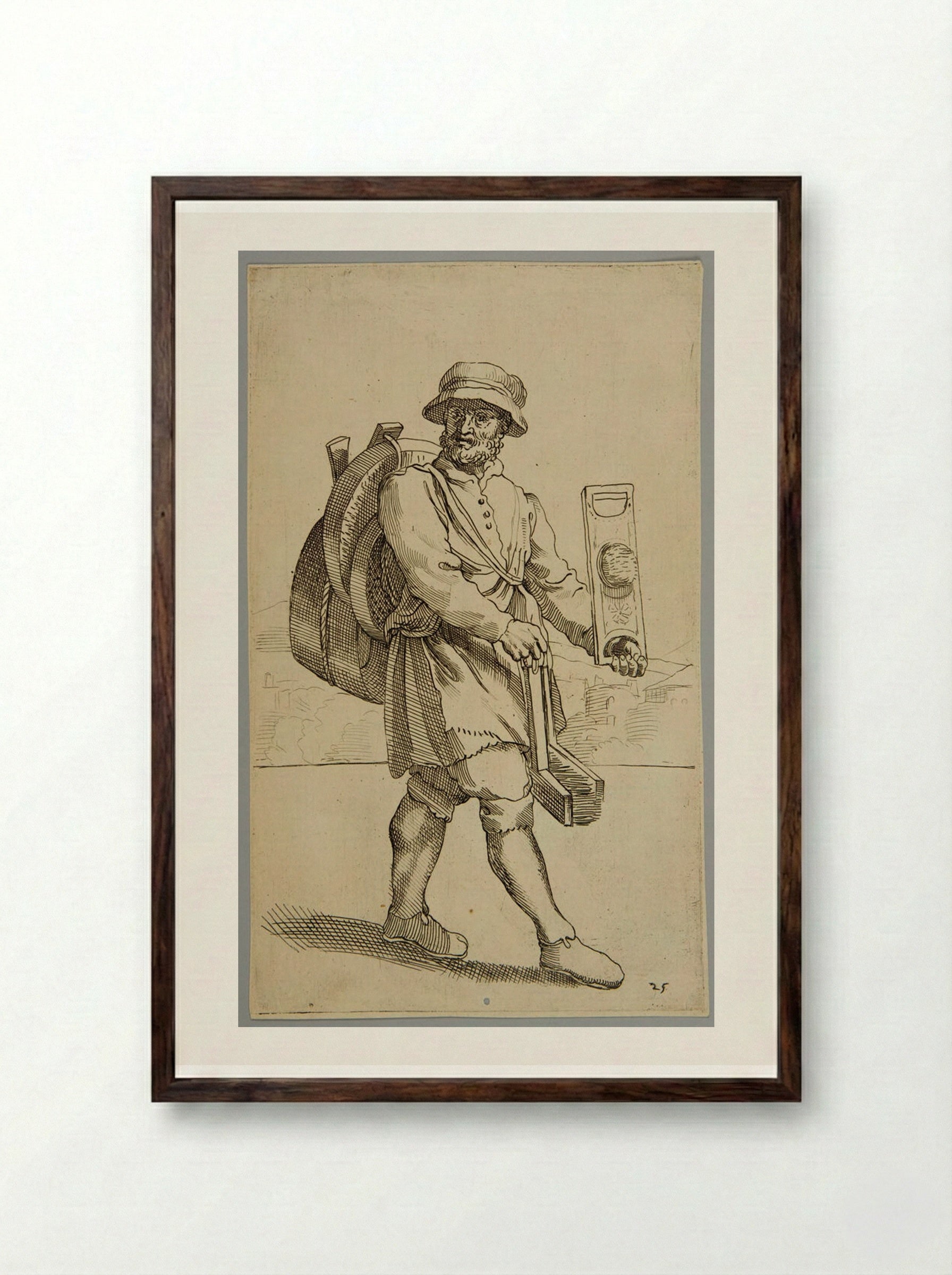 Combs for linen and sieves, plate 25 - Simon Guillain - Framed Print Dark Wood