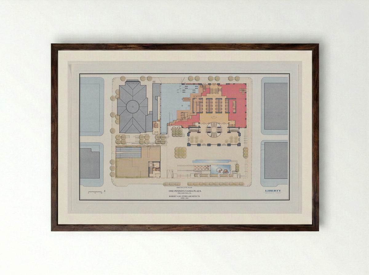 Comcast Center Proposal (Architectural Diagram 2) - Edna Andrade - Framed Print Dark Wood