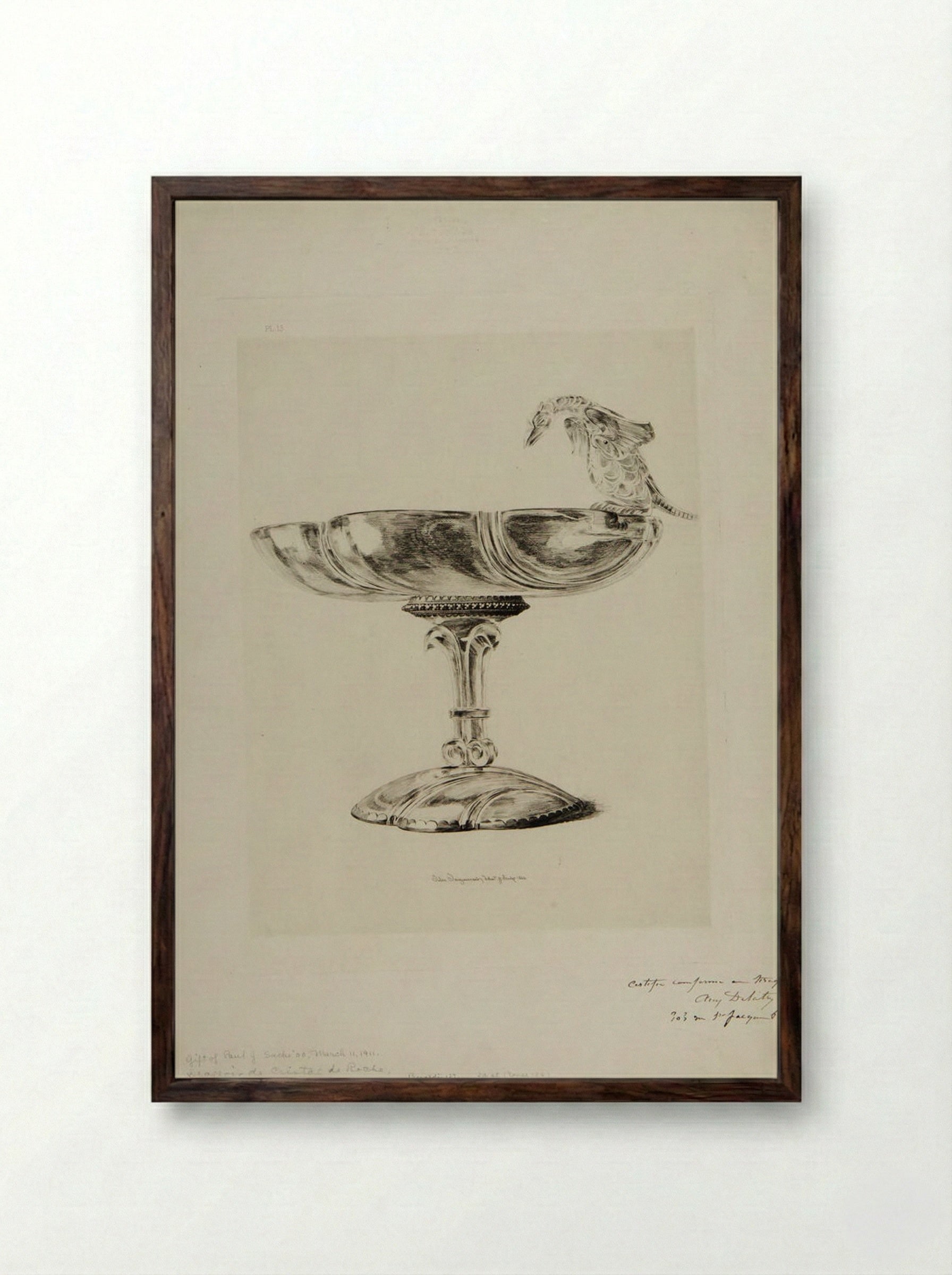 Comfit Dish of Rock Crystal - Jules Ferdinand Jacquemart - Framed Print Dark Wood