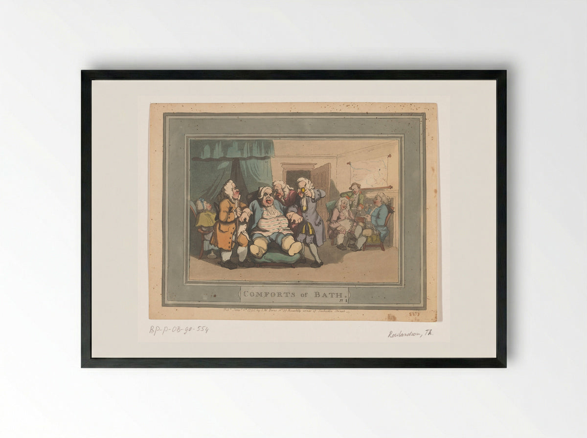 Comforts of Bath, Plate 1 - Thomas Rowlandson - Framed Print Black
