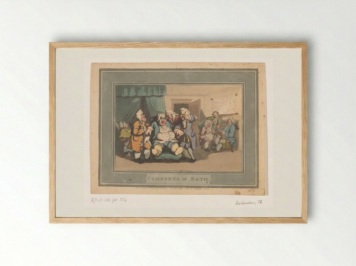 Comforts of Bath, Plate 1 - Thomas Rowlandson - Framed Print Wood