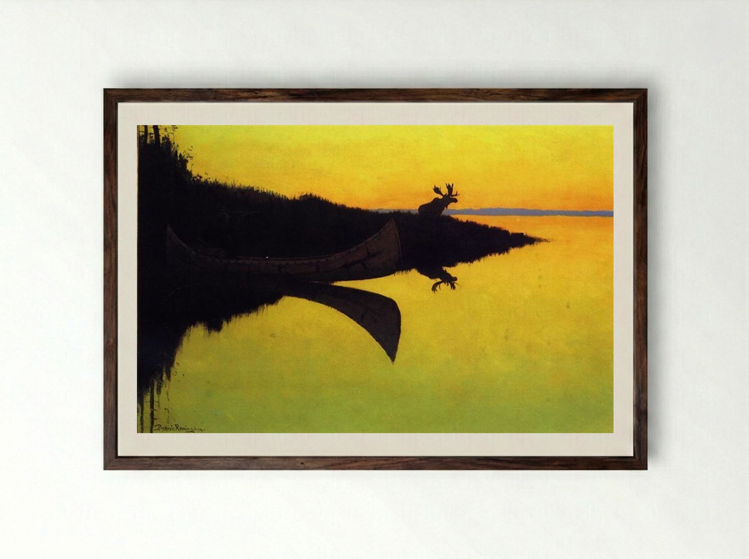 Coming to the Call - Frederic Remington - Framed Print Dark Wood