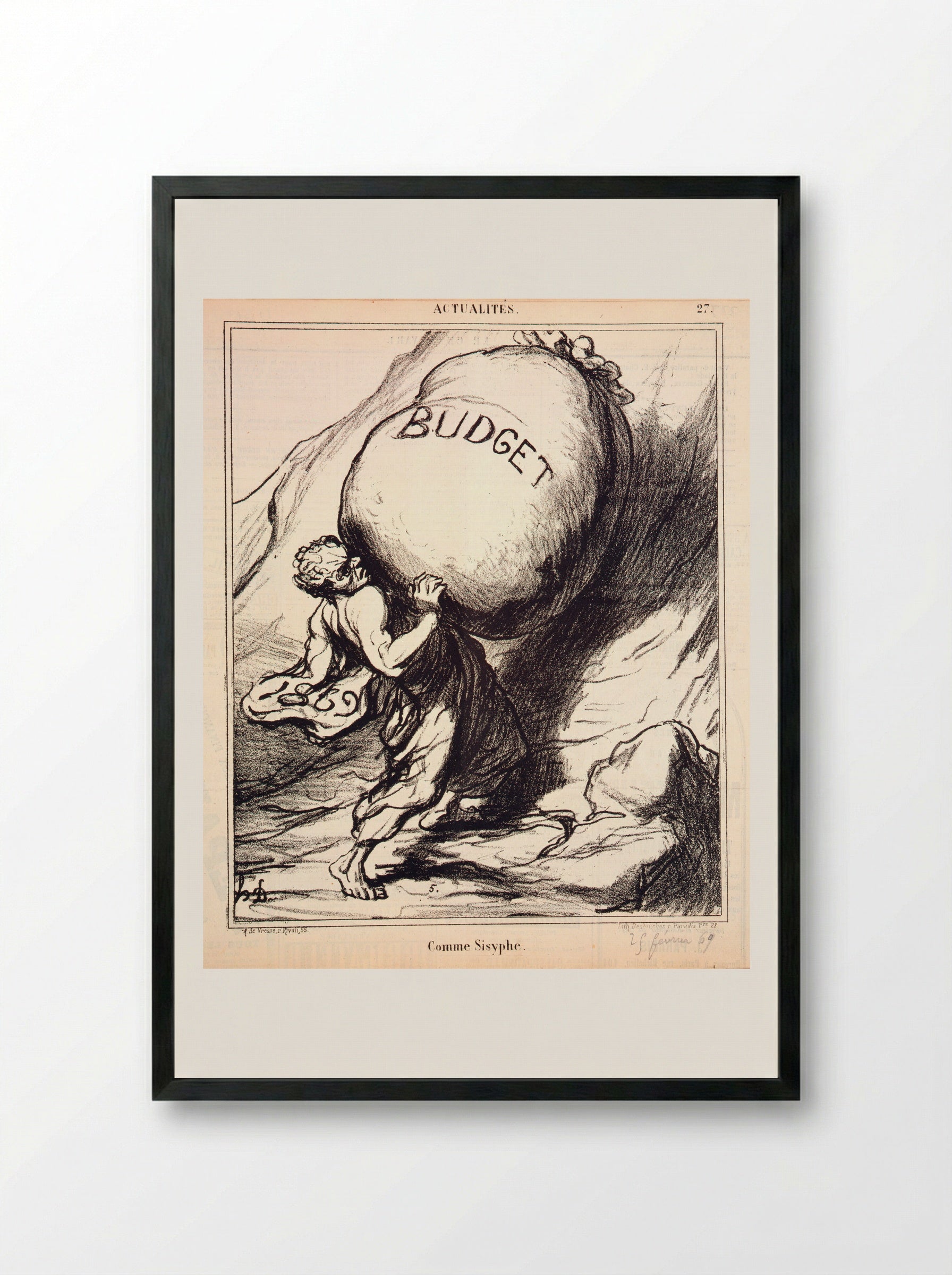 Comme Sisyphe - Honoré-Victorin Daumier - Framed Print Black