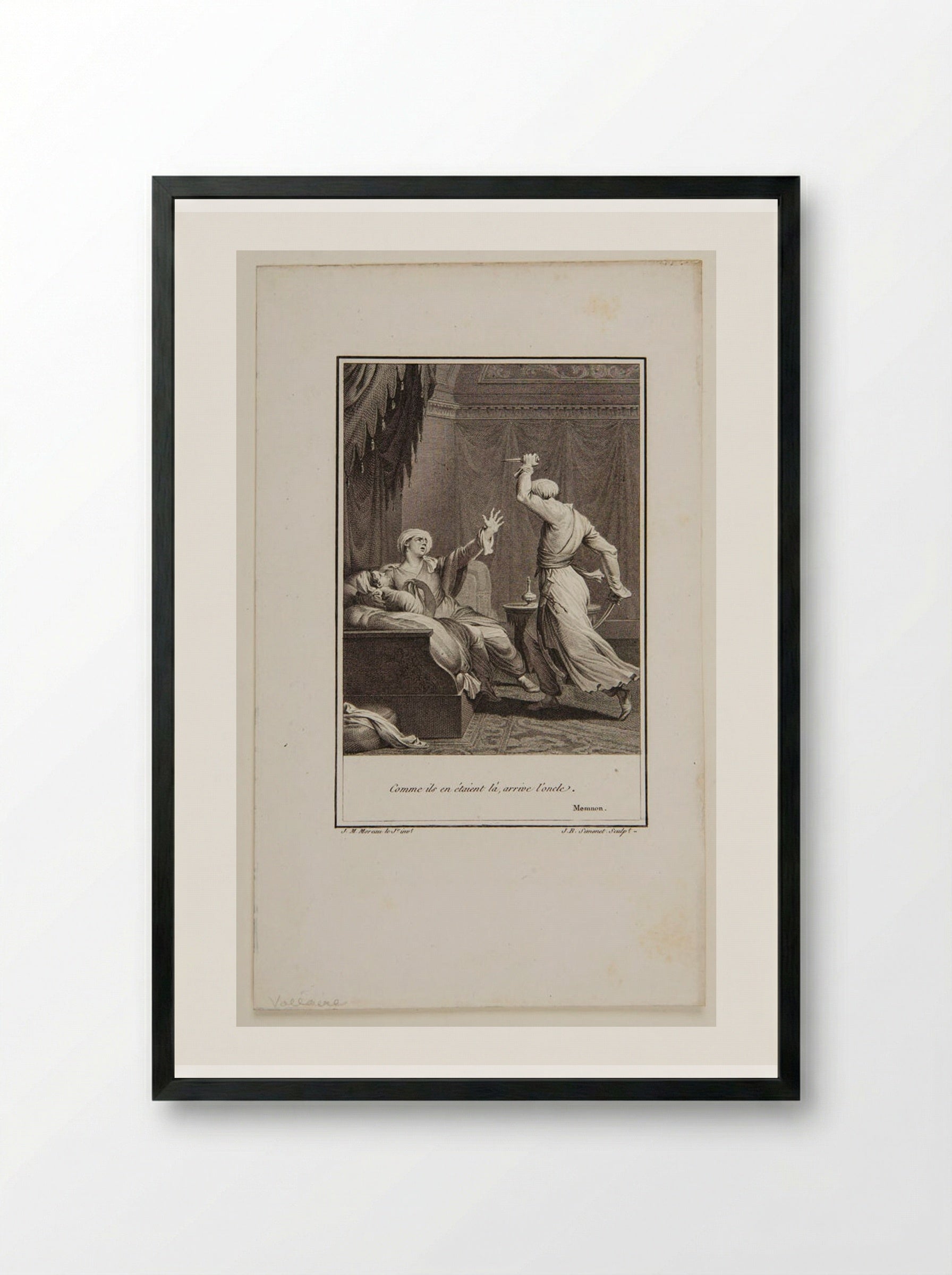 Comme ils en étaient là, arrive l'oncle - Jean-Michel Moreau - Framed Print Black