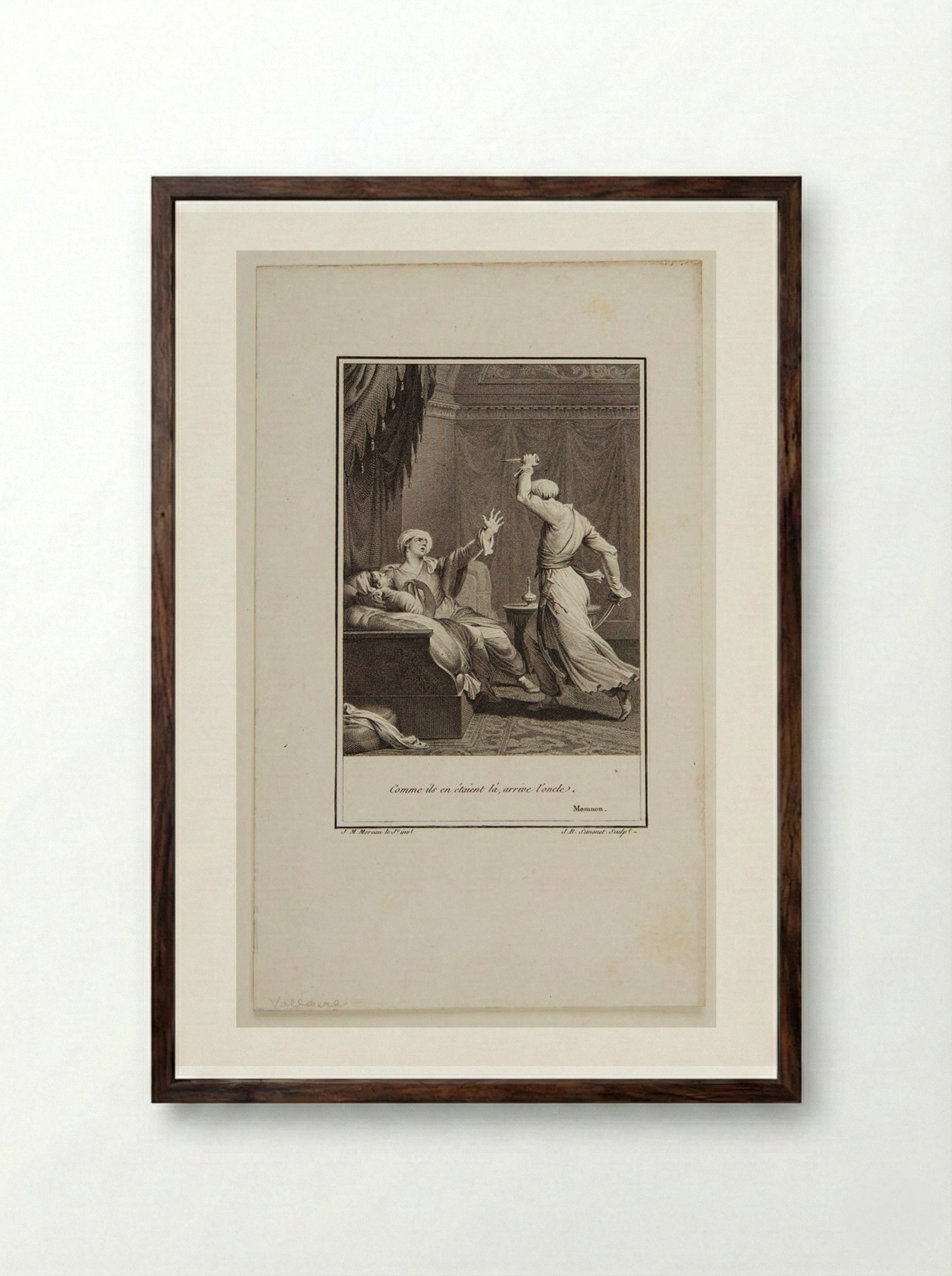 Comme ils en étaient là, arrive l'oncle - Jean-Michel Moreau - Framed Print Dark Wood