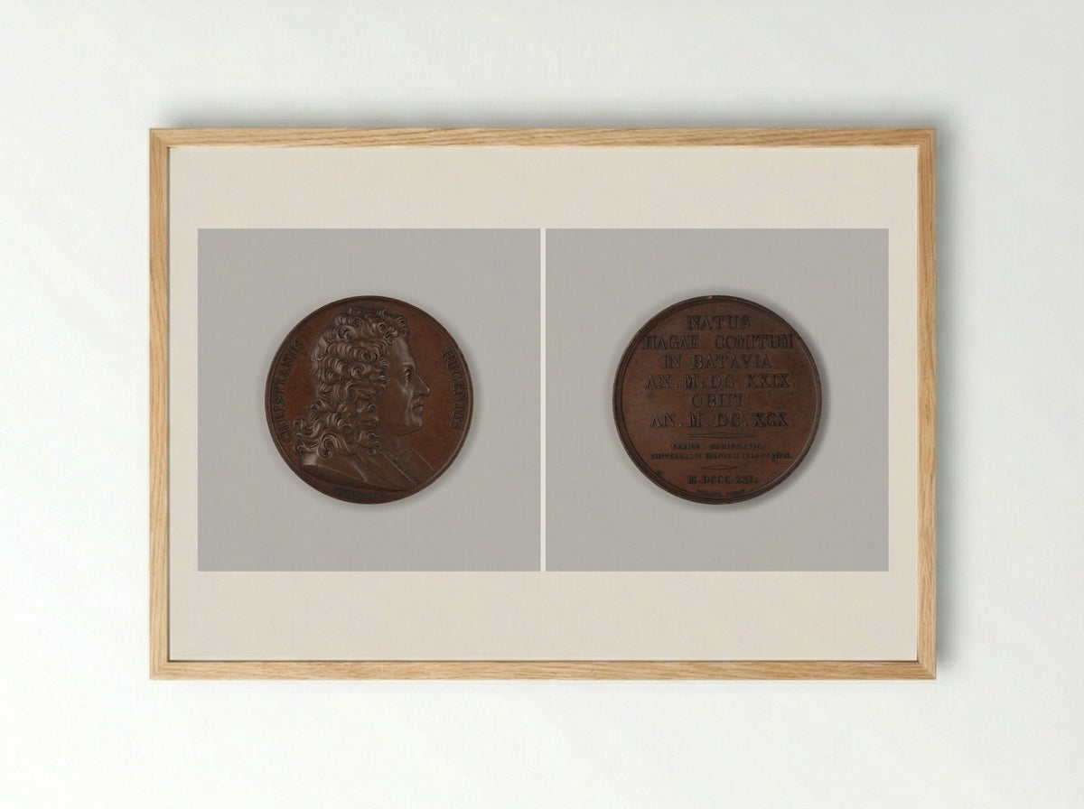 Commemorative Medal of Christiaan Huygens - Christiaan Huygens - Framed Print Wood