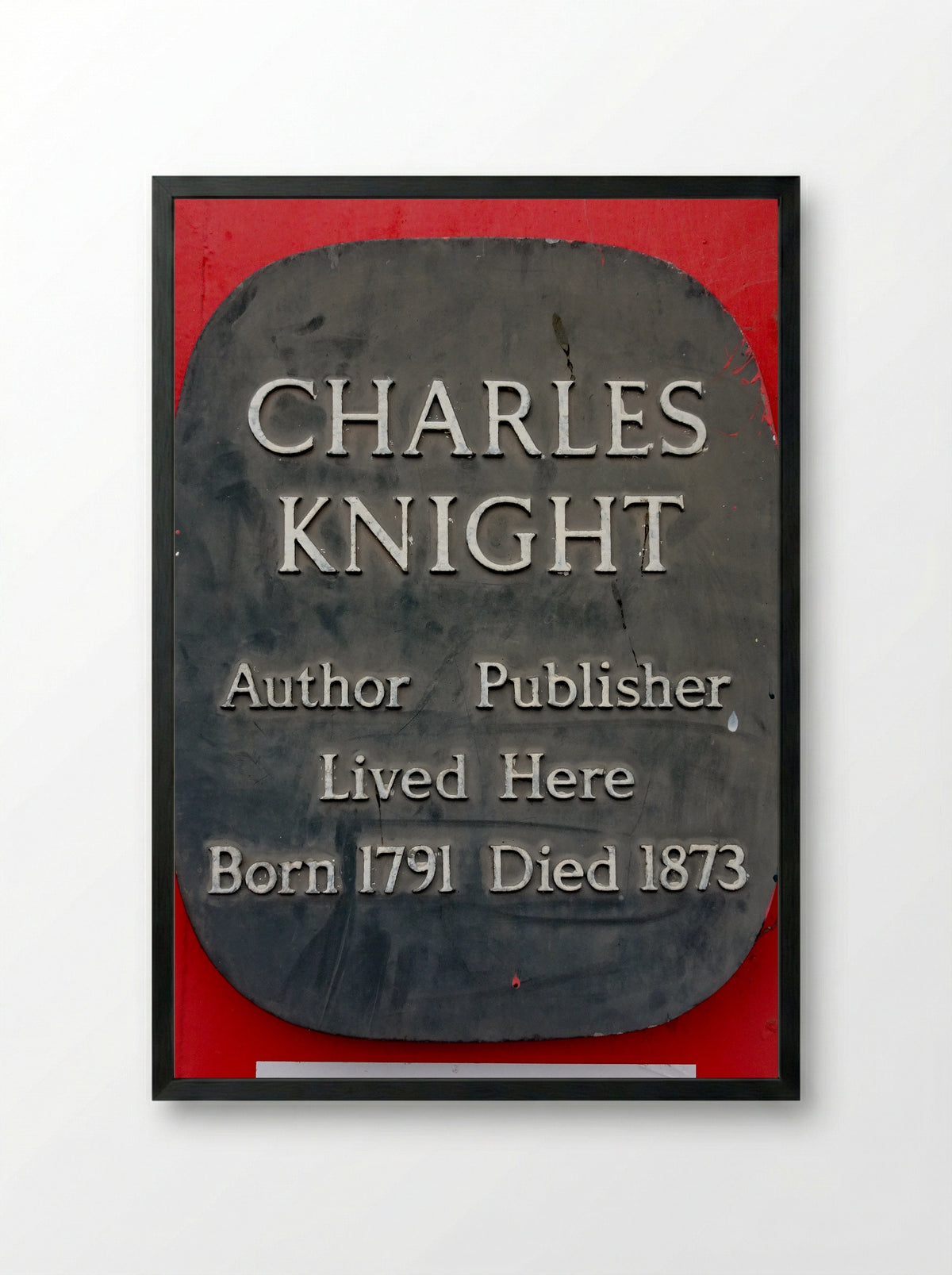 Commemorative Plaque for Charles Knight - Charles Knight - Framed Print Black