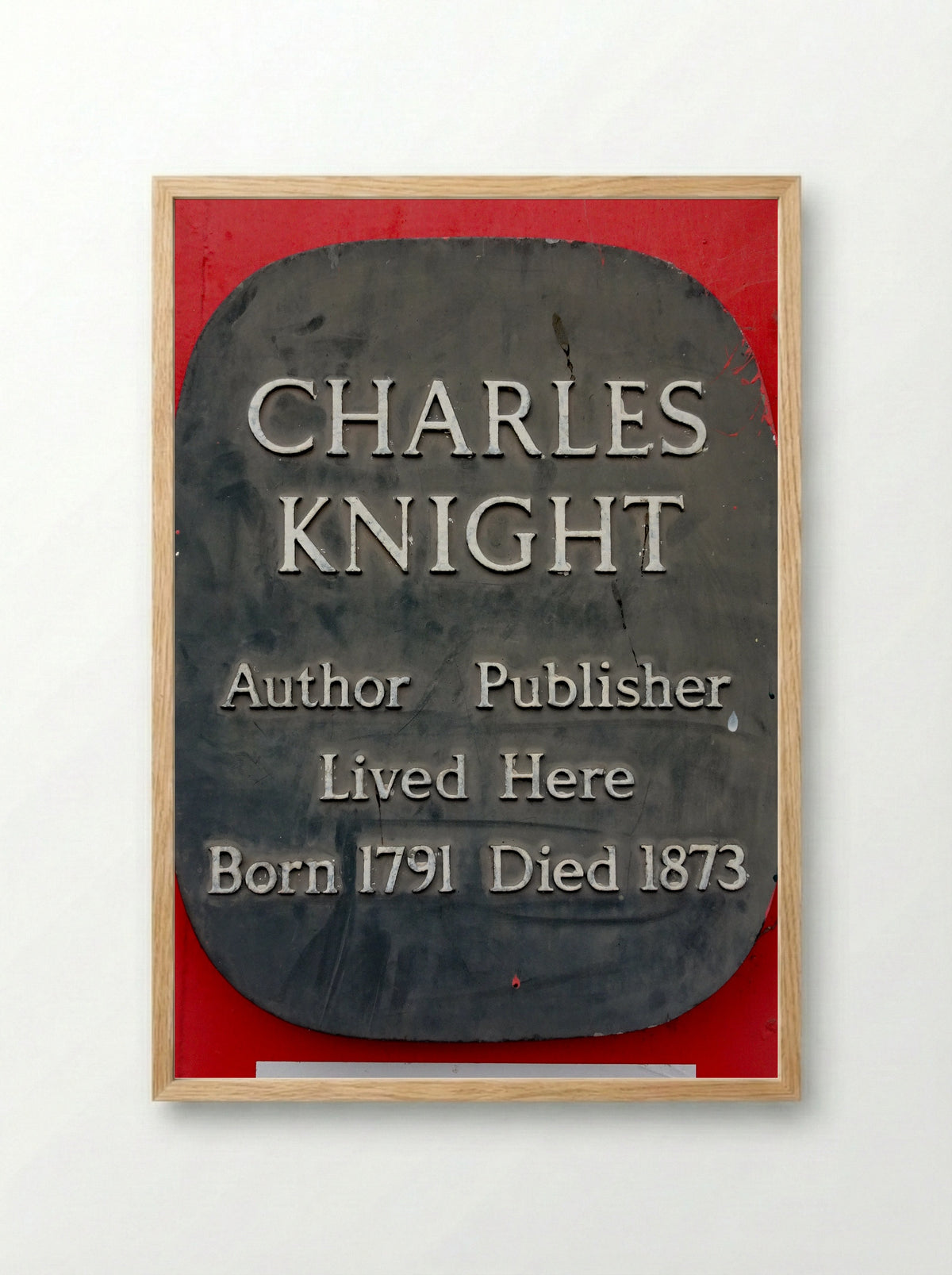Commemorative Plaque for Charles Knight - Charles Knight - Framed Print Wood