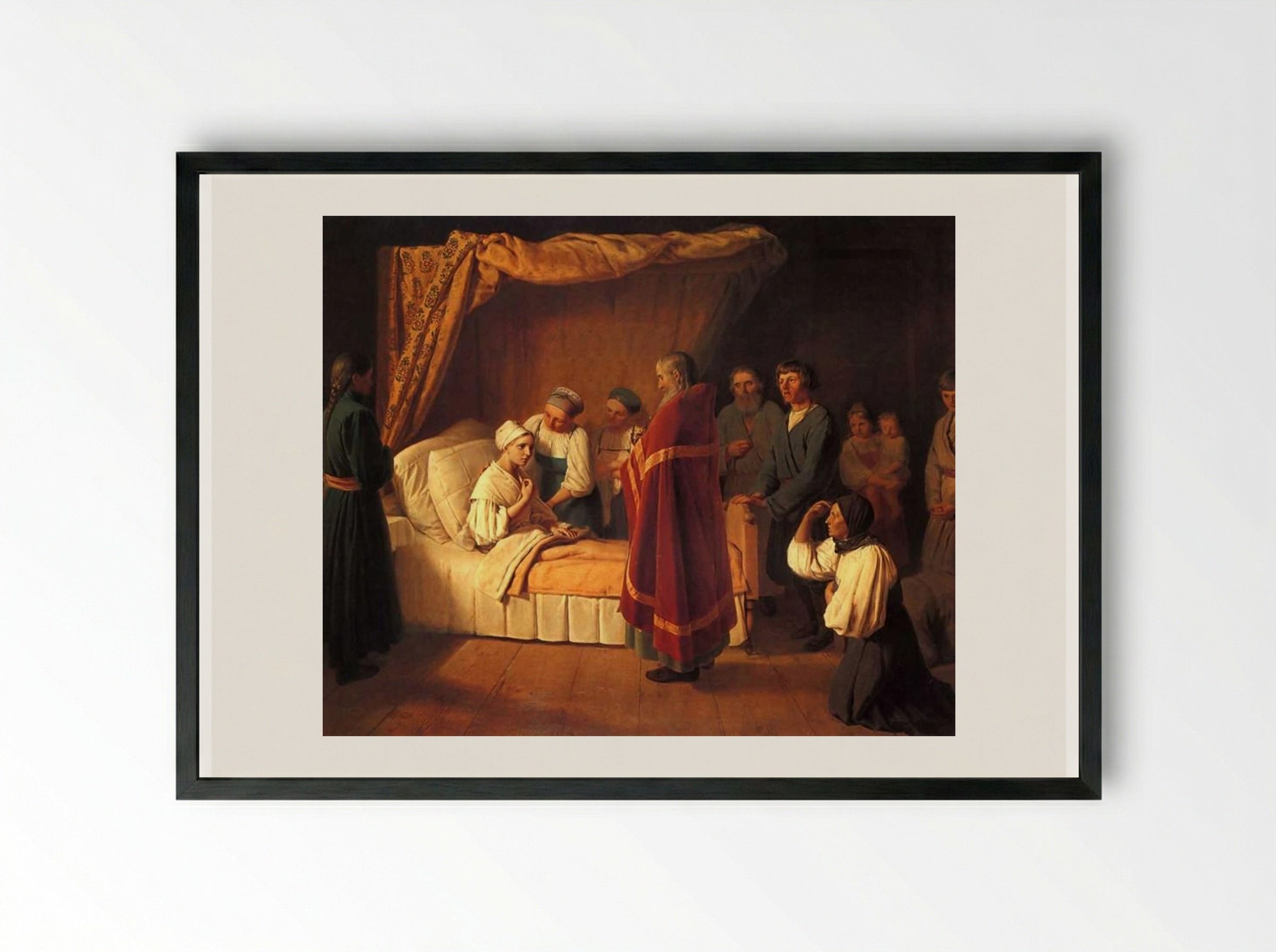 Communion of the Dying - Alexey Venetsianov - Framed Print Black