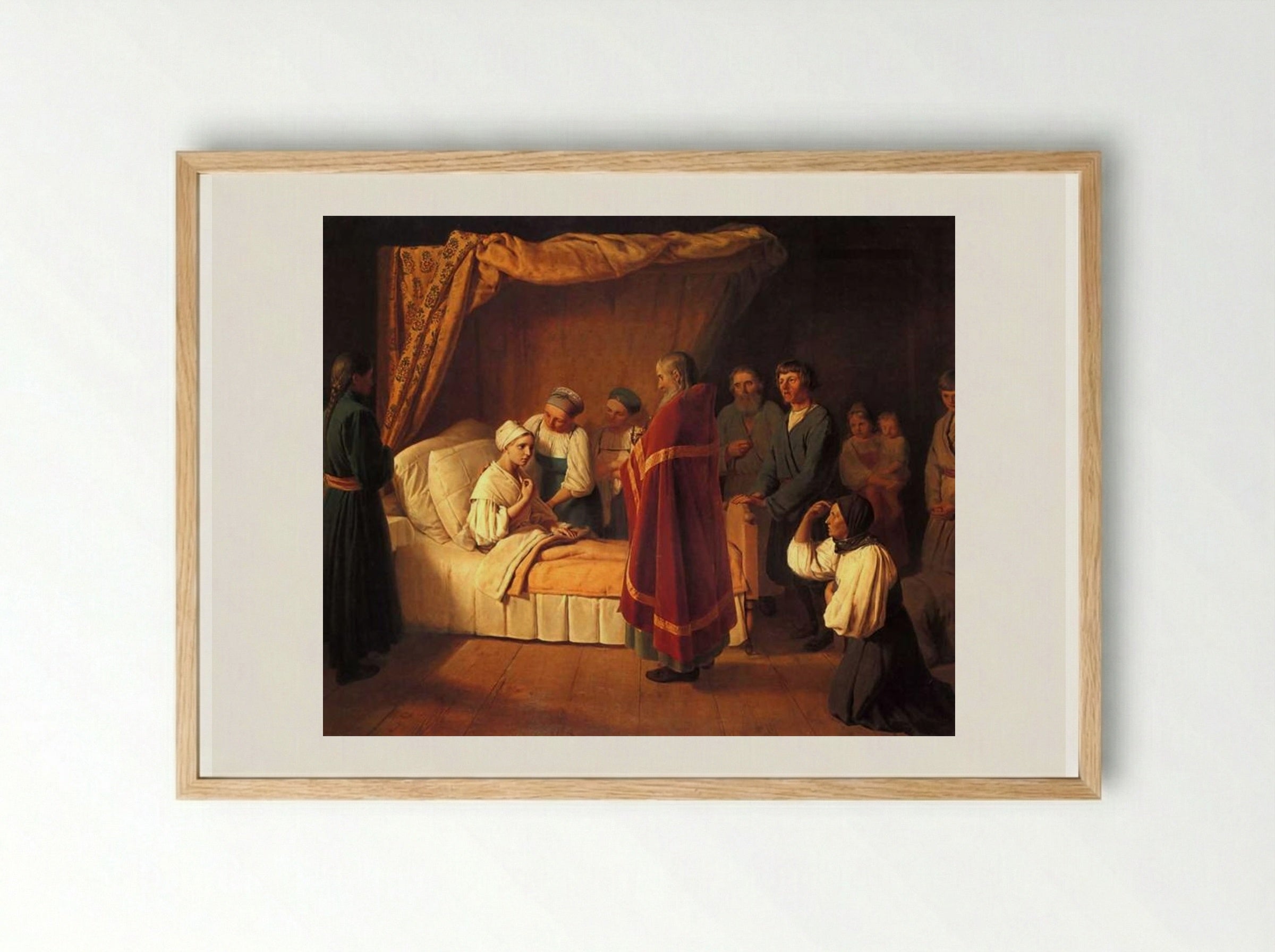 Communion of the Dying - Alexey Venetsianov - Framed Print Wood