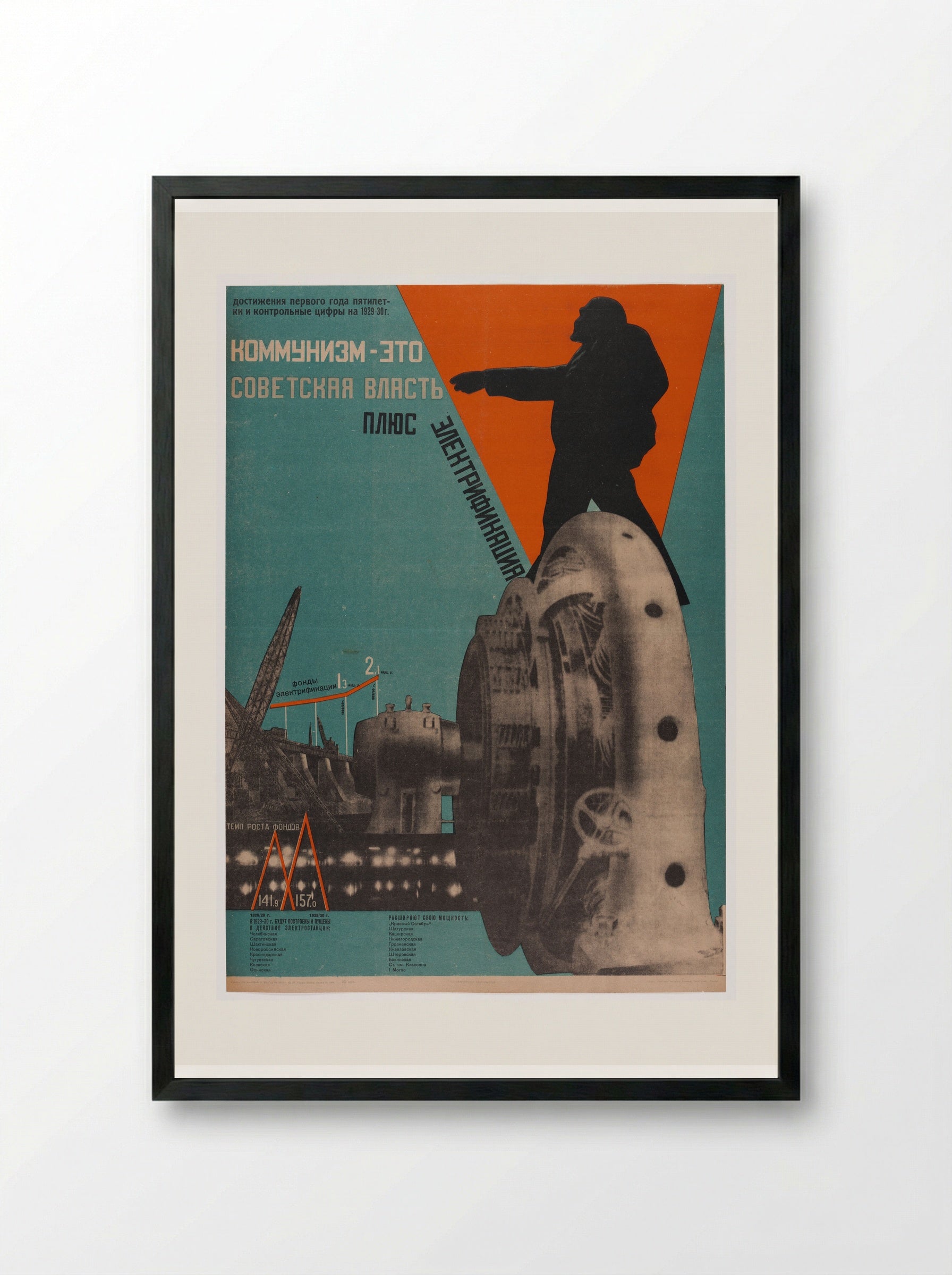 Communism is Soviet Power Plus Electrification - Gustavs Klucis - Framed Print Black
