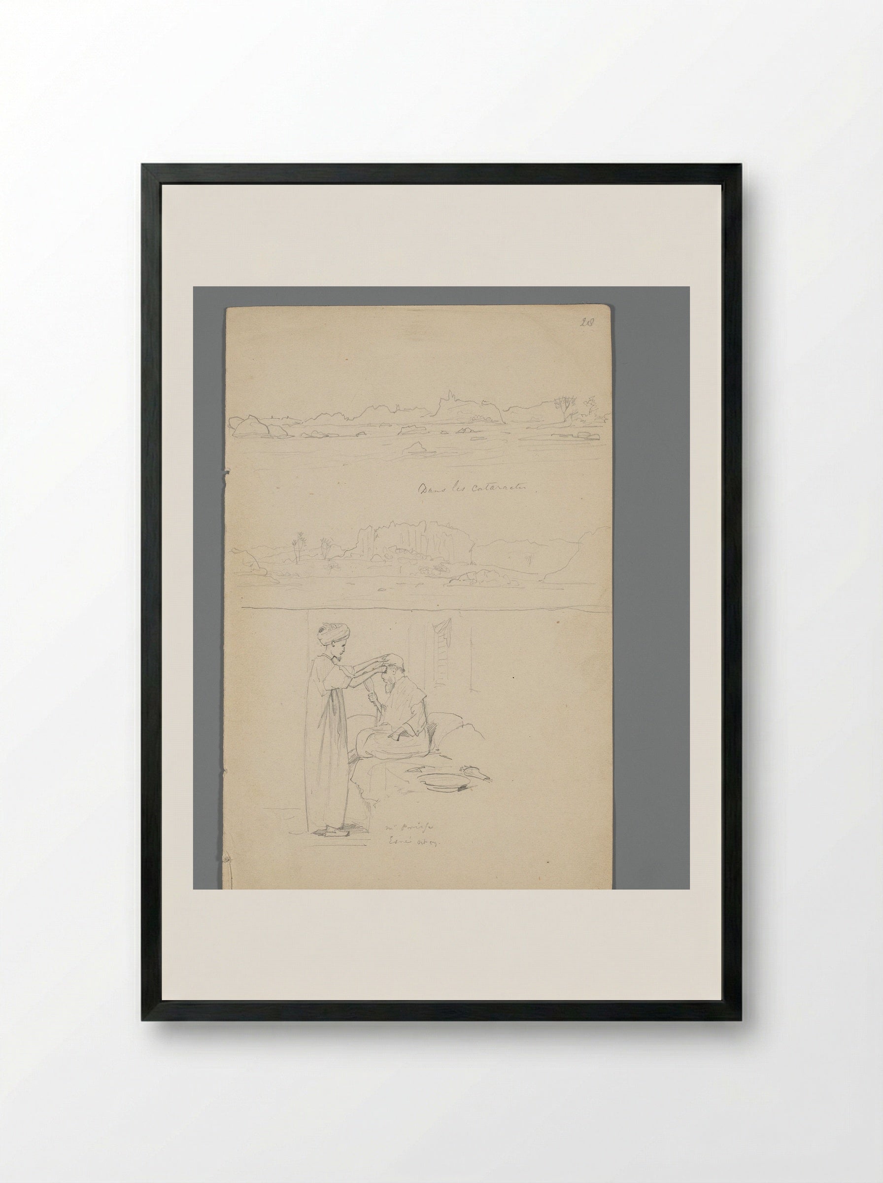 Compositie met gezicht op de Nijl en twee figuren - Willem de Famars Testas - Framed Print Black