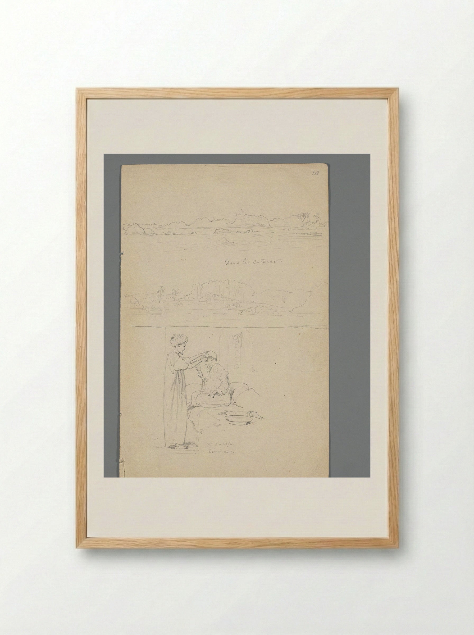 Compositie met gezicht op de Nijl en twee figuren - Willem de Famars Testas - Framed Print Wood