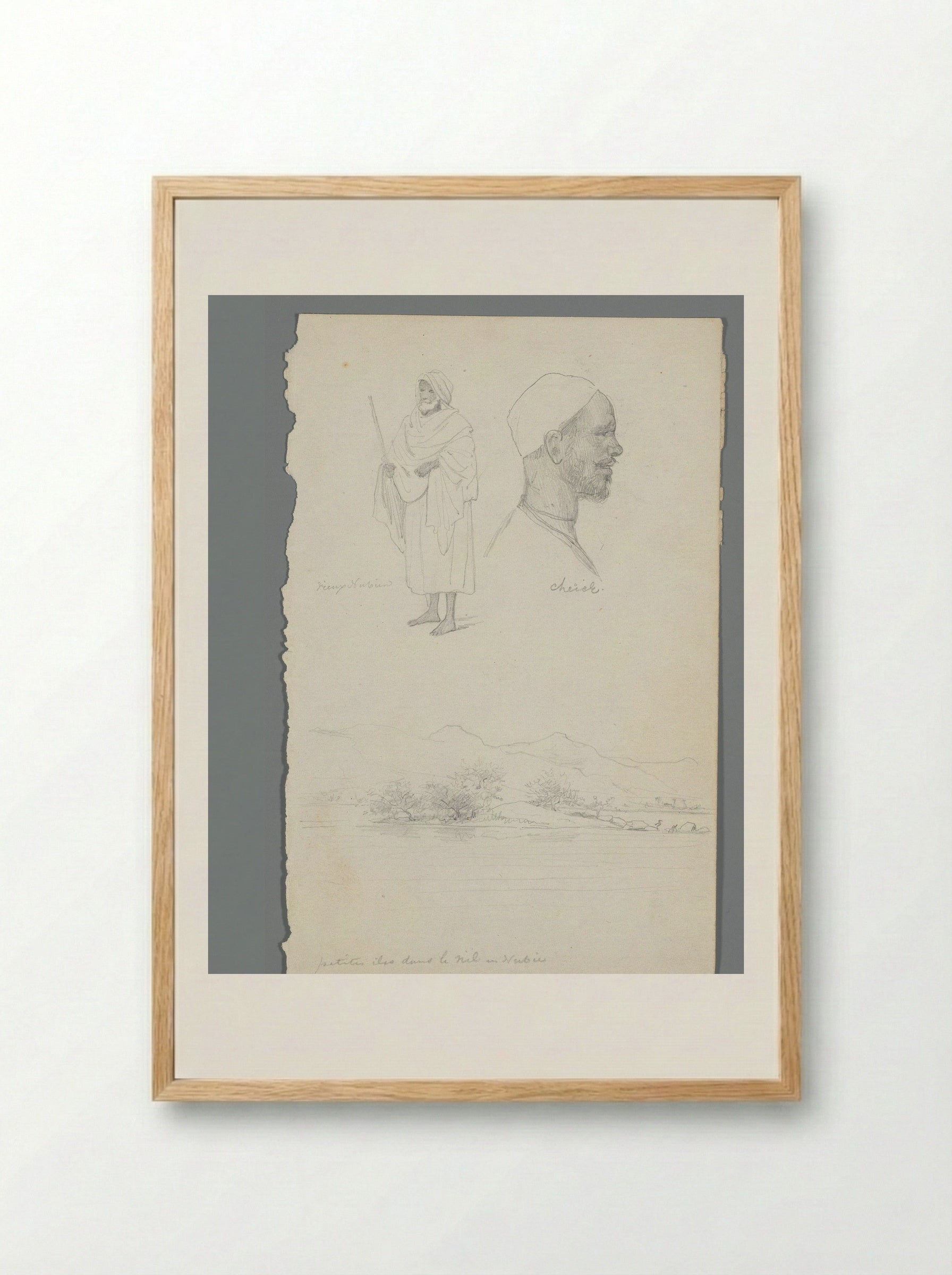 Compositie met kustlandschap, profielkop en staande Nubiër - Willem de Famars Testas - Framed Print Wood