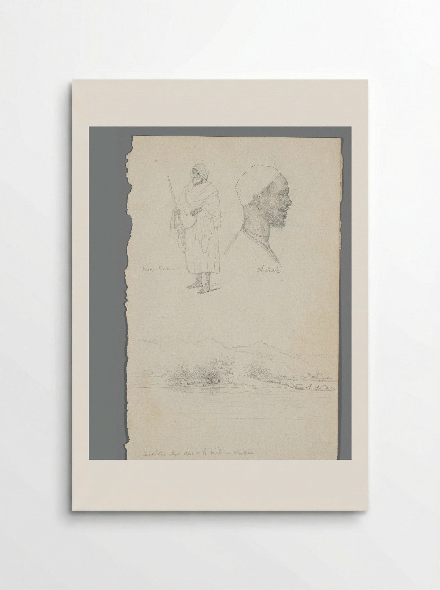 Compositie met kustlandschap, profielkop en staande Nubiër - Willem de Famars Testas - Poster