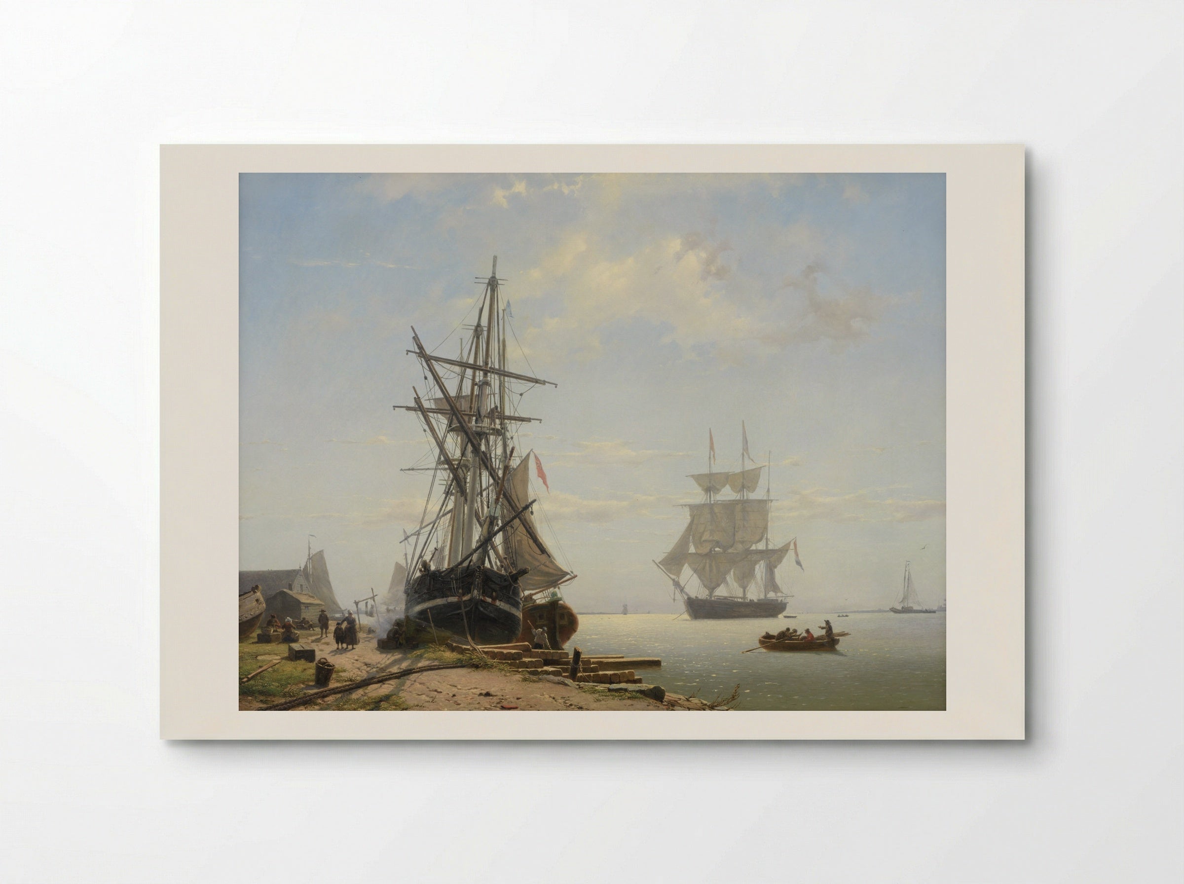 Compositie met schepen en gezicht op de Haringpakkerij en de Oudekerkstoren - Willem Anthonie van Deventer - Poster