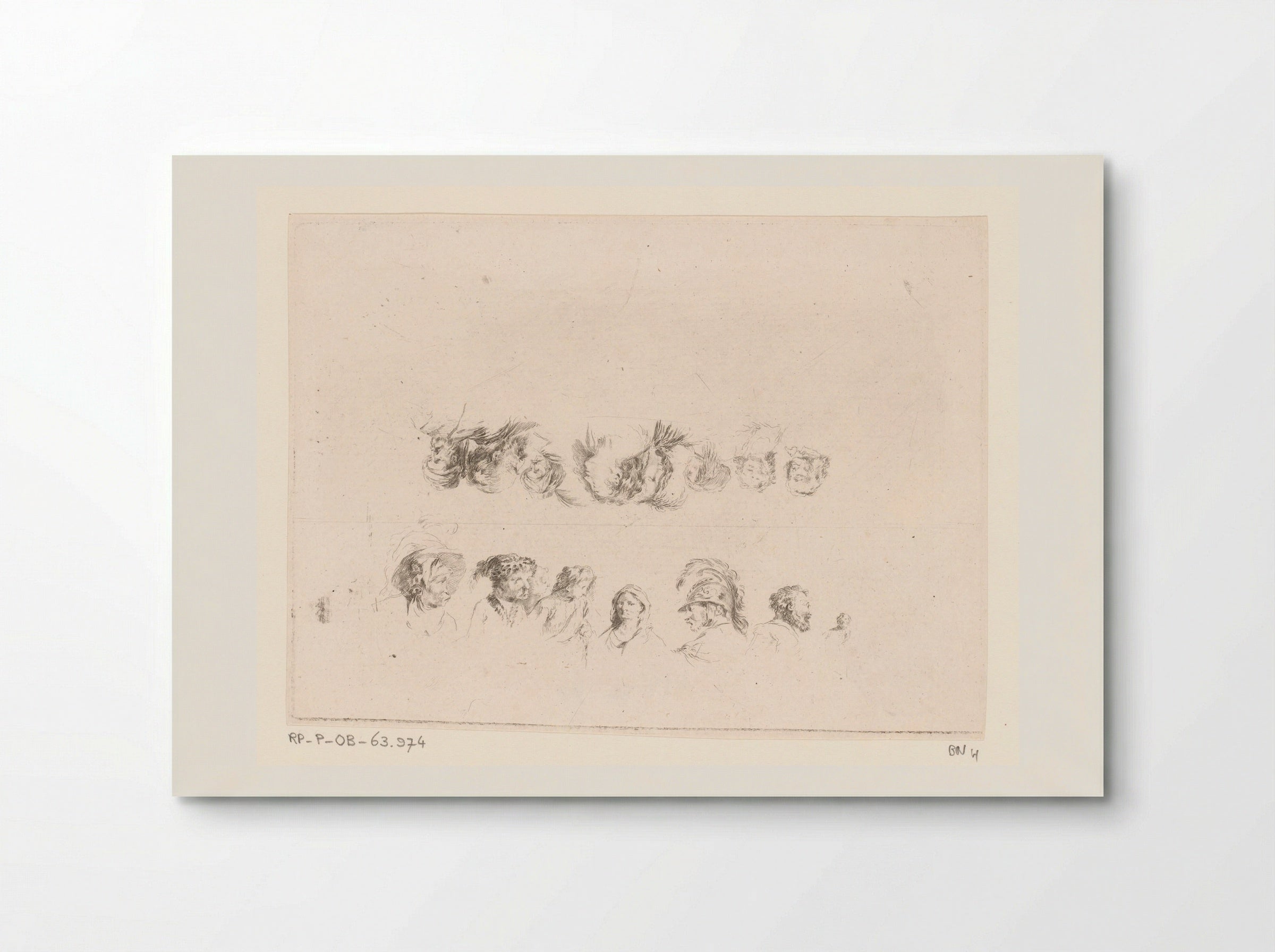Compositie met vijftien bustes van mannen en vrouwen van verschillende leeftijden - Jacques-Philippe Le Bas - Poster