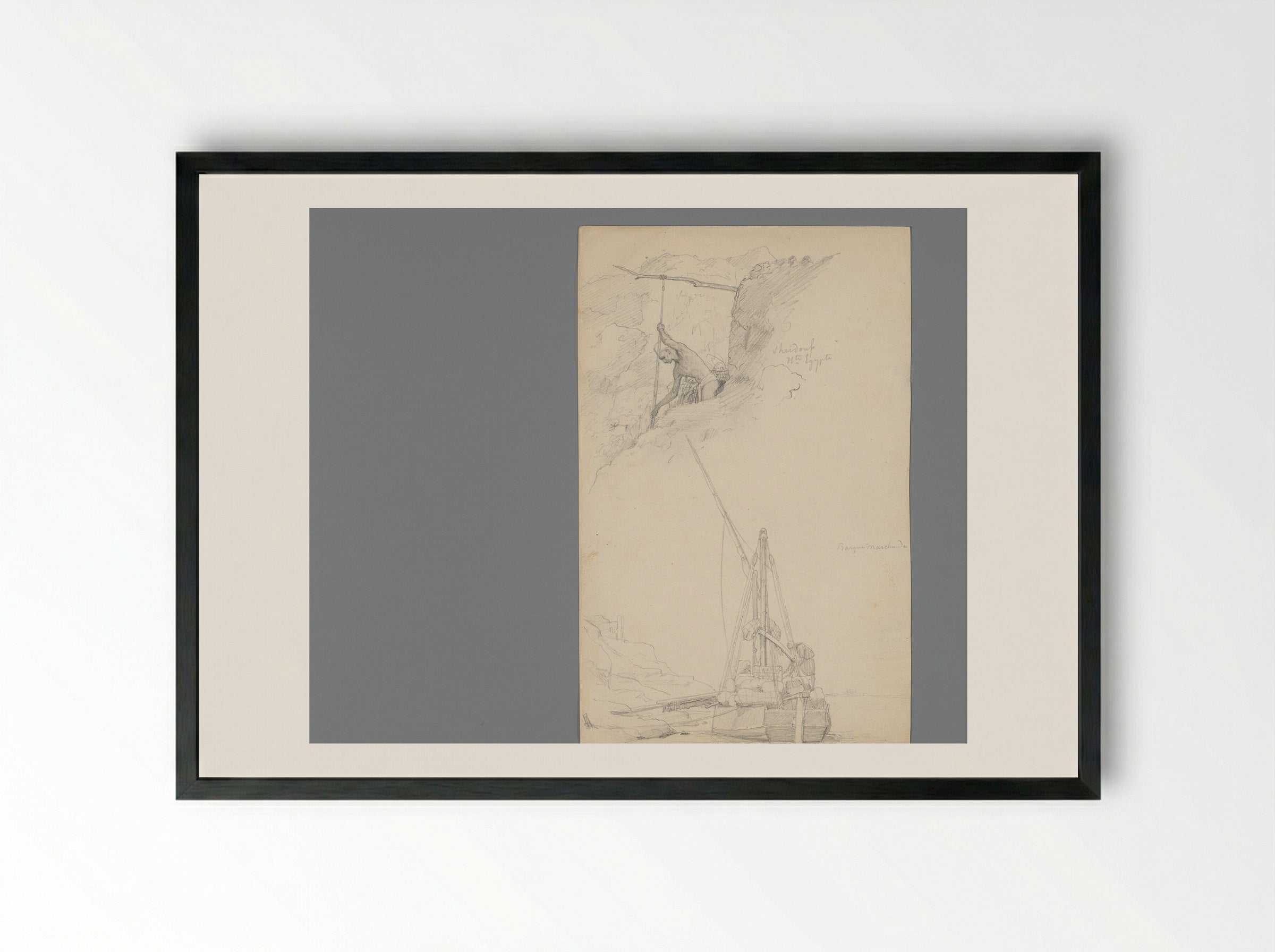 Compositie met waterhaler en vrachtscheepje - Willem de Famars Testas - Framed Print Black