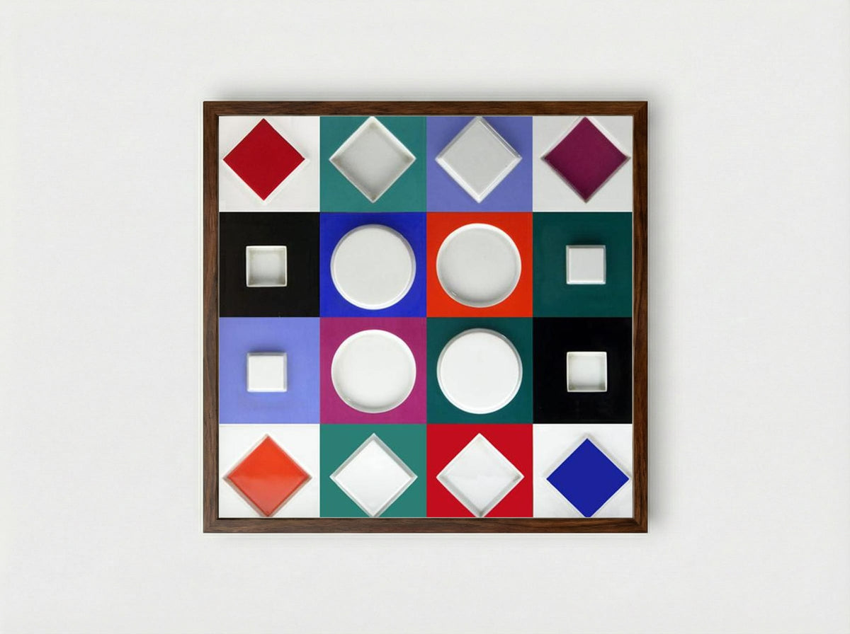 Composition Carrée Relief - Victor Vasarely - Framed Print Dark Wood