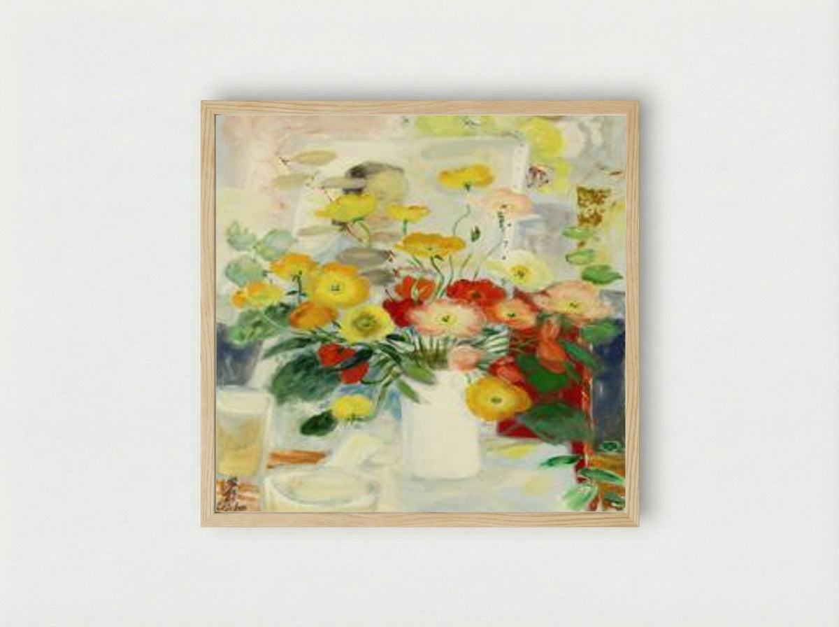 Composition (Floral Still Life) - Le Pho - Framed Print Wood