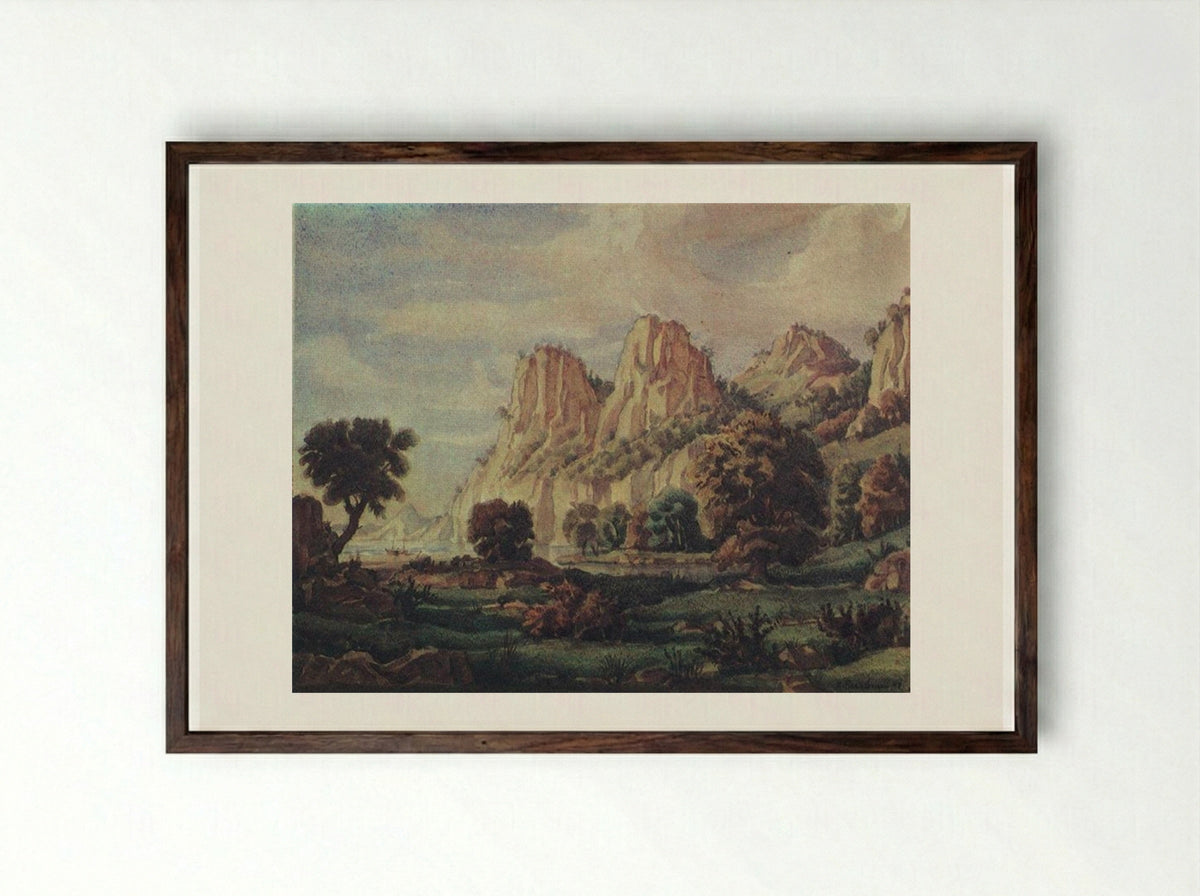 Composition (Mountainous Coastal View) - Konstantin Bogaevsky - Framed Print Dark Wood
